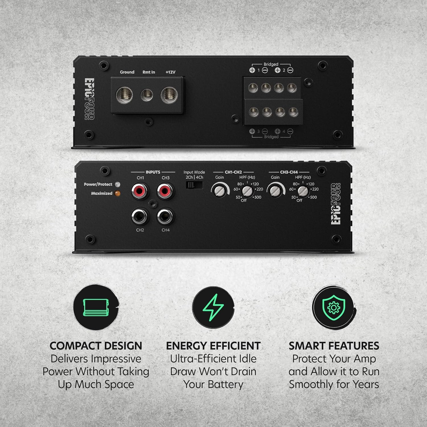 AUDIOCONTROL EPICFOUR EPIC SERIES CLASS-D 4-CHANNEL AMPLIFIER 4 x 100W RMS @ 4Ω