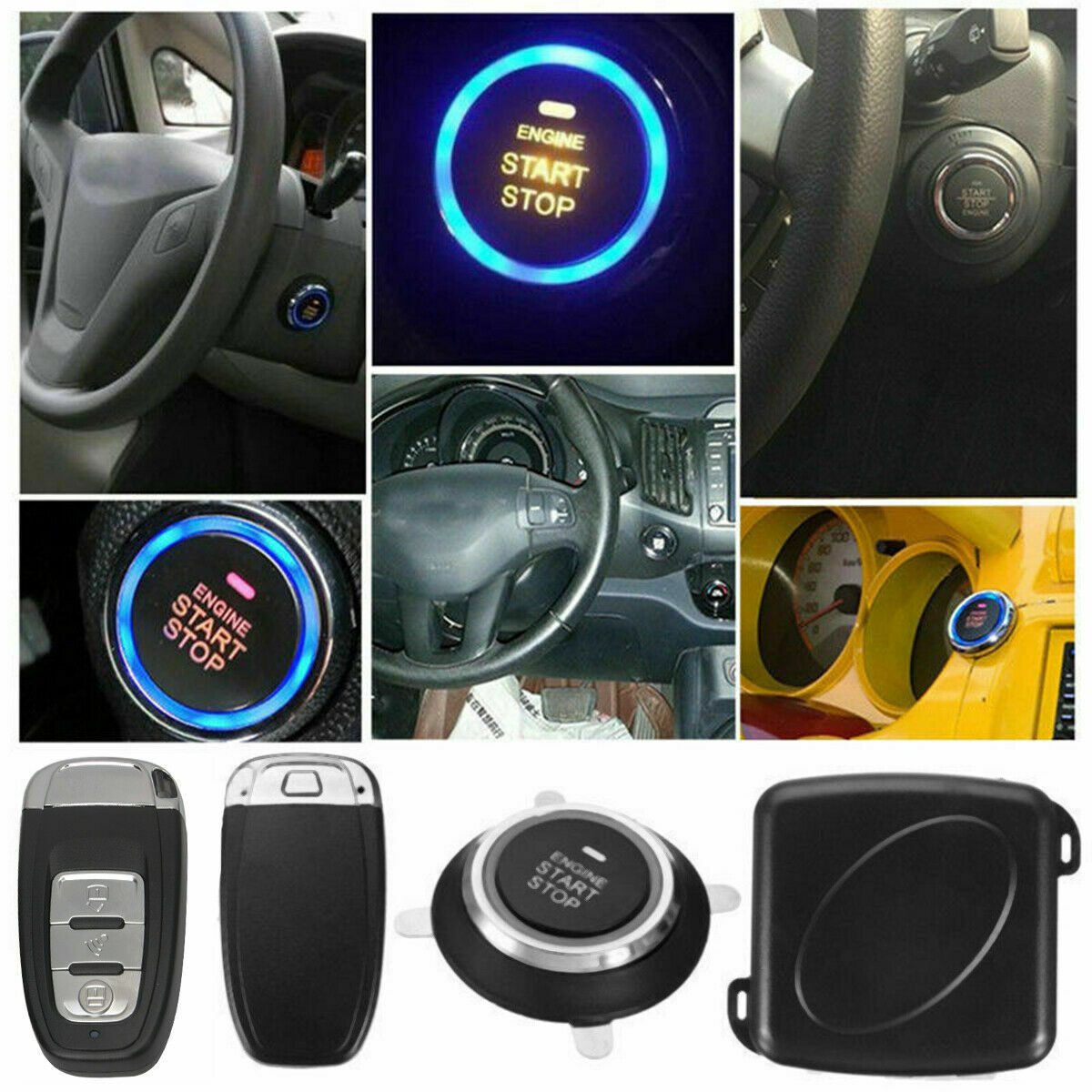 Car Engine Start Keyless Entry Alarm System Push Button Remote Starter Stop Kit