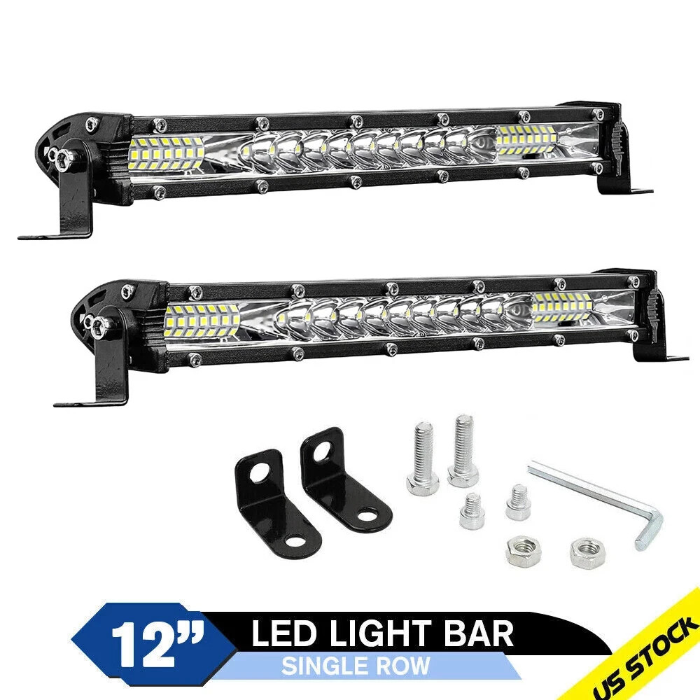 2X 12inch LED Light Bar Spot Flood Combo Truck SUV ATV Jeep Offroad Driving 10”