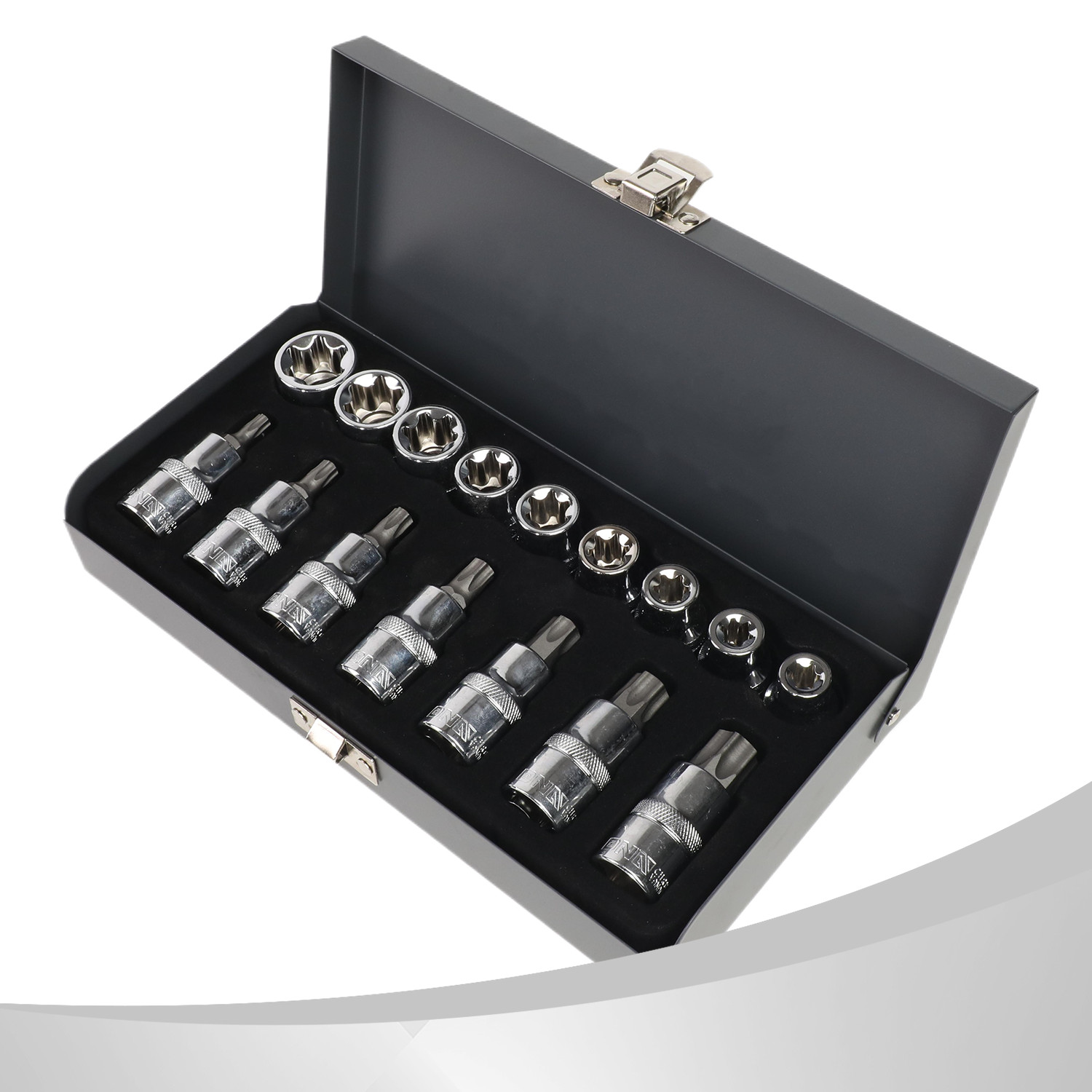 Chrome Vanadium Steel Internal & External Torx Socket Set w/Carrying Case 16 Pcs