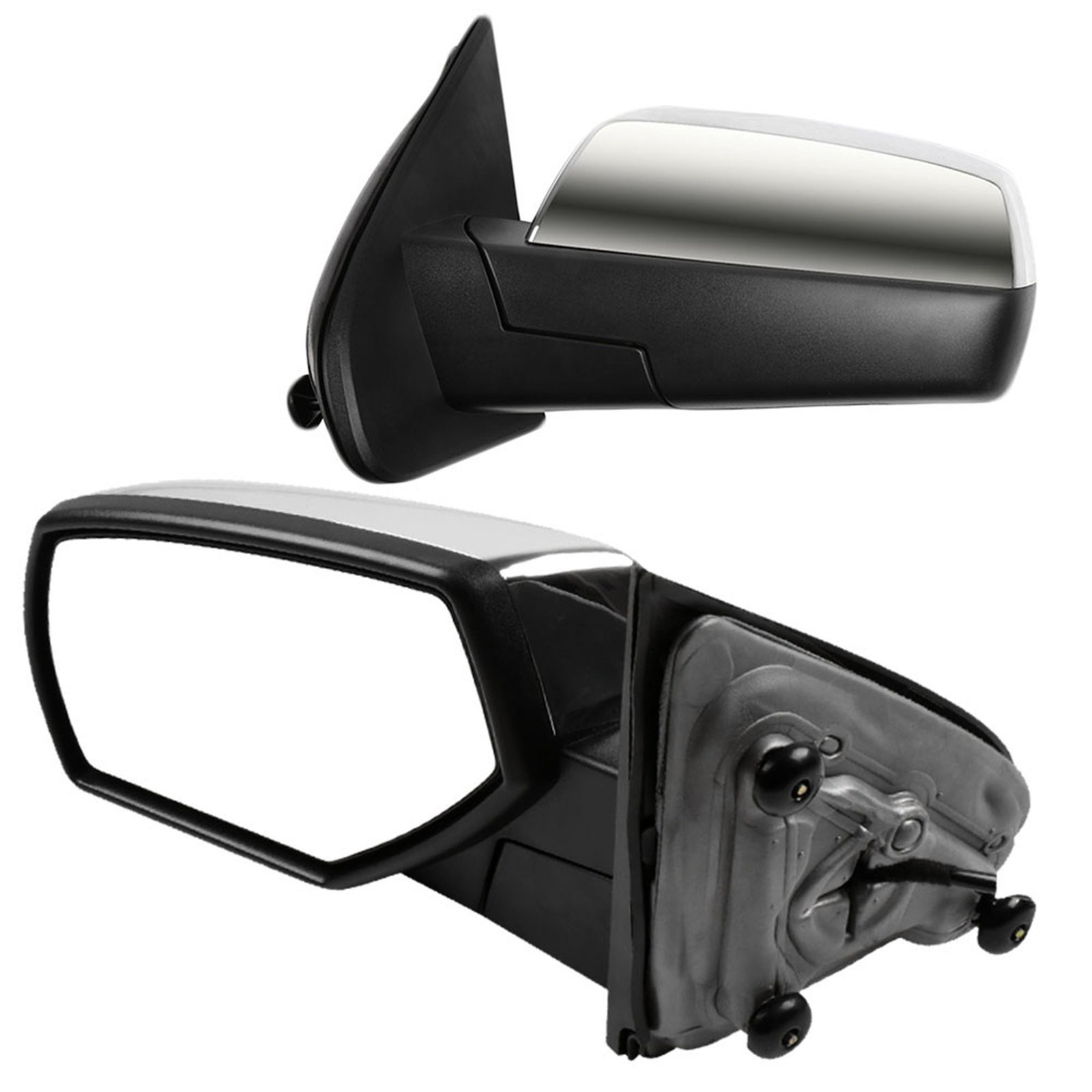 Pair Manual Fold Power Mirror for 14-17 Chevy Silverado 1500 Heated Chrome LH RH