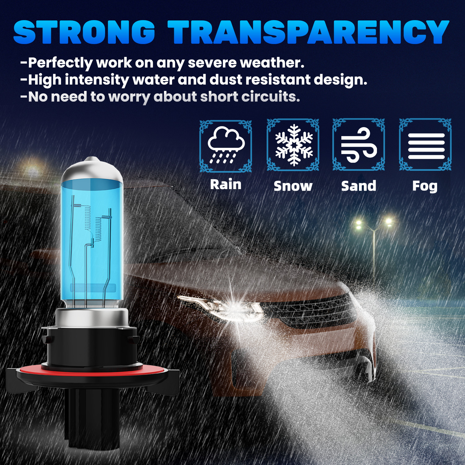 2PCS H13/9008 Halogen Headlight Bulbs Kit High/Low Beam 5000K Warm White Bright