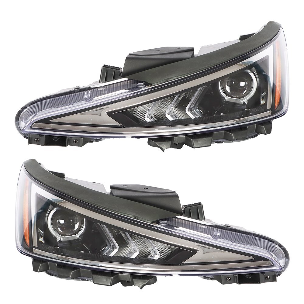 Driver&Passenger Headlight For Hyundai Elantra 2019 2020 Black Housing Halogen