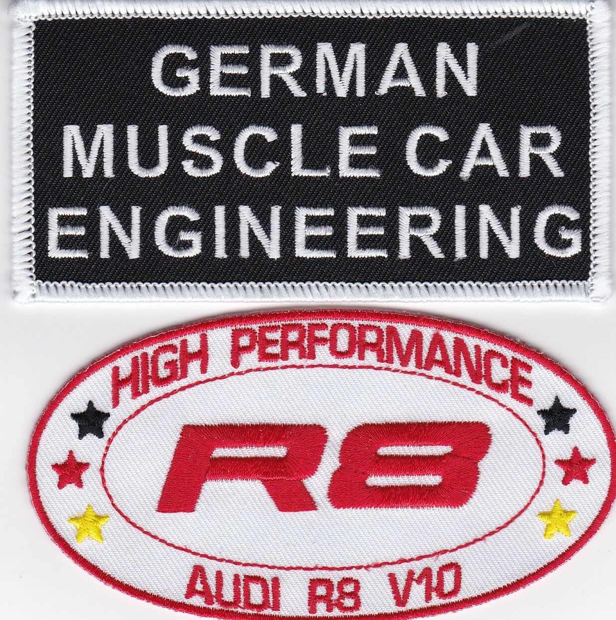 GERMAN MUSCLE CAR ENGINEERING EMBROIDERED SEW/IRON PATCH BADGE RACING