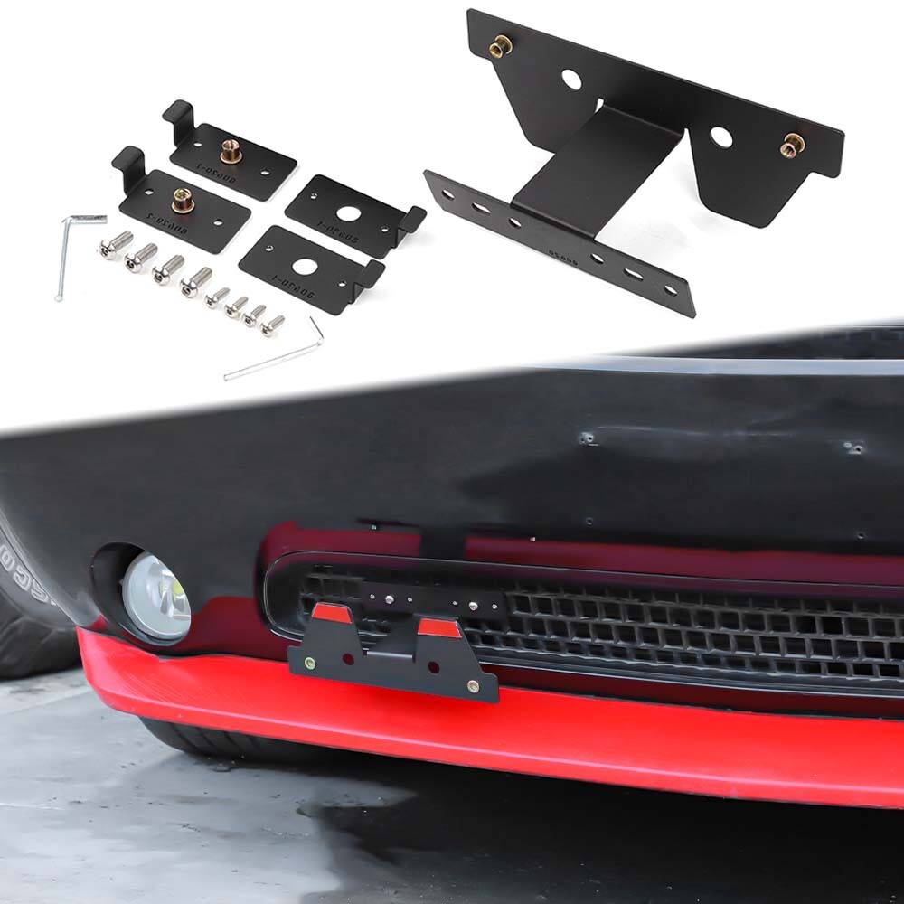 Black Front License Plate Bracket Holder Mount Stand for Dodge Challenger 09-14