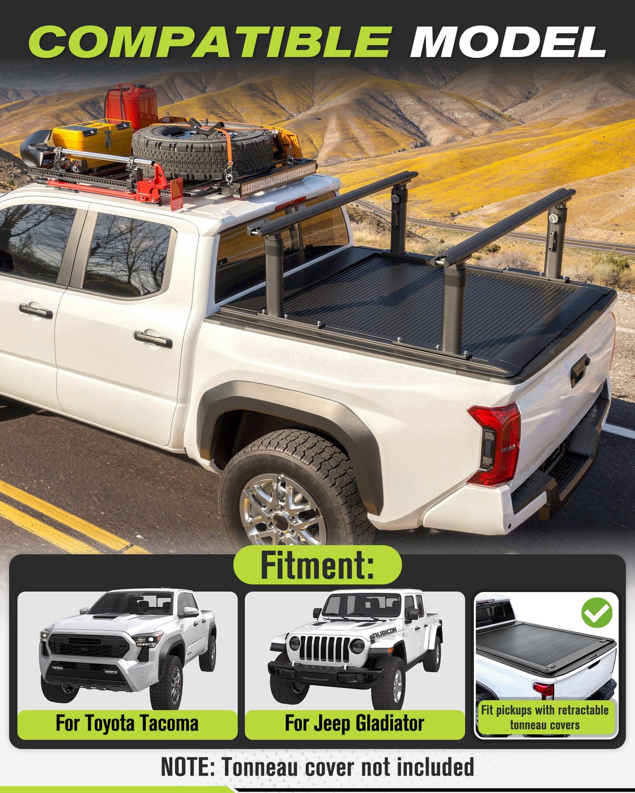T-Slot Tonneau Bed Rack Base Adjustable For Tacoma Gladiator Colorado Ranger