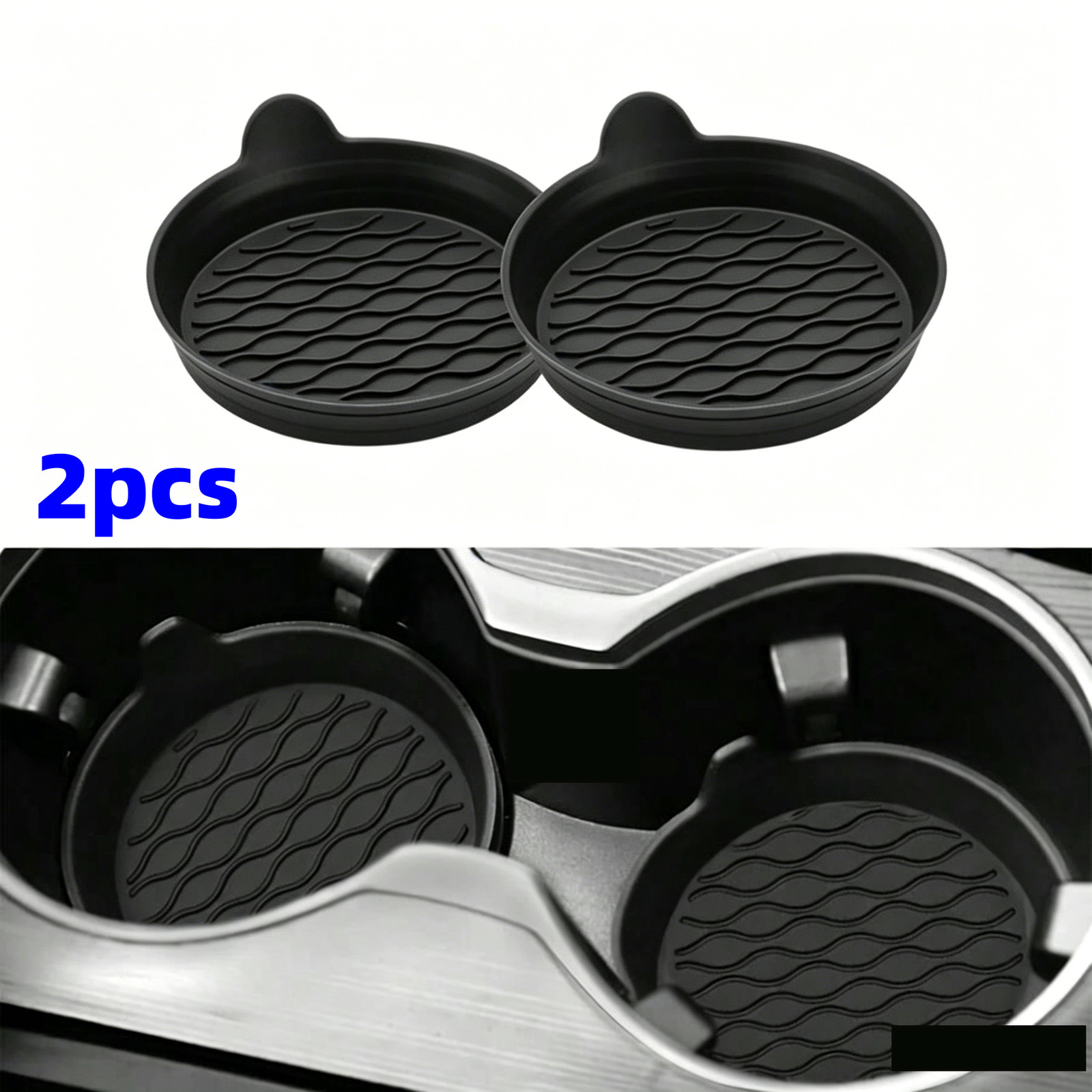 2 Pcs Car Cup Coaster Silicone Car Coaster Insert Non-Slip Universal Cup Holder