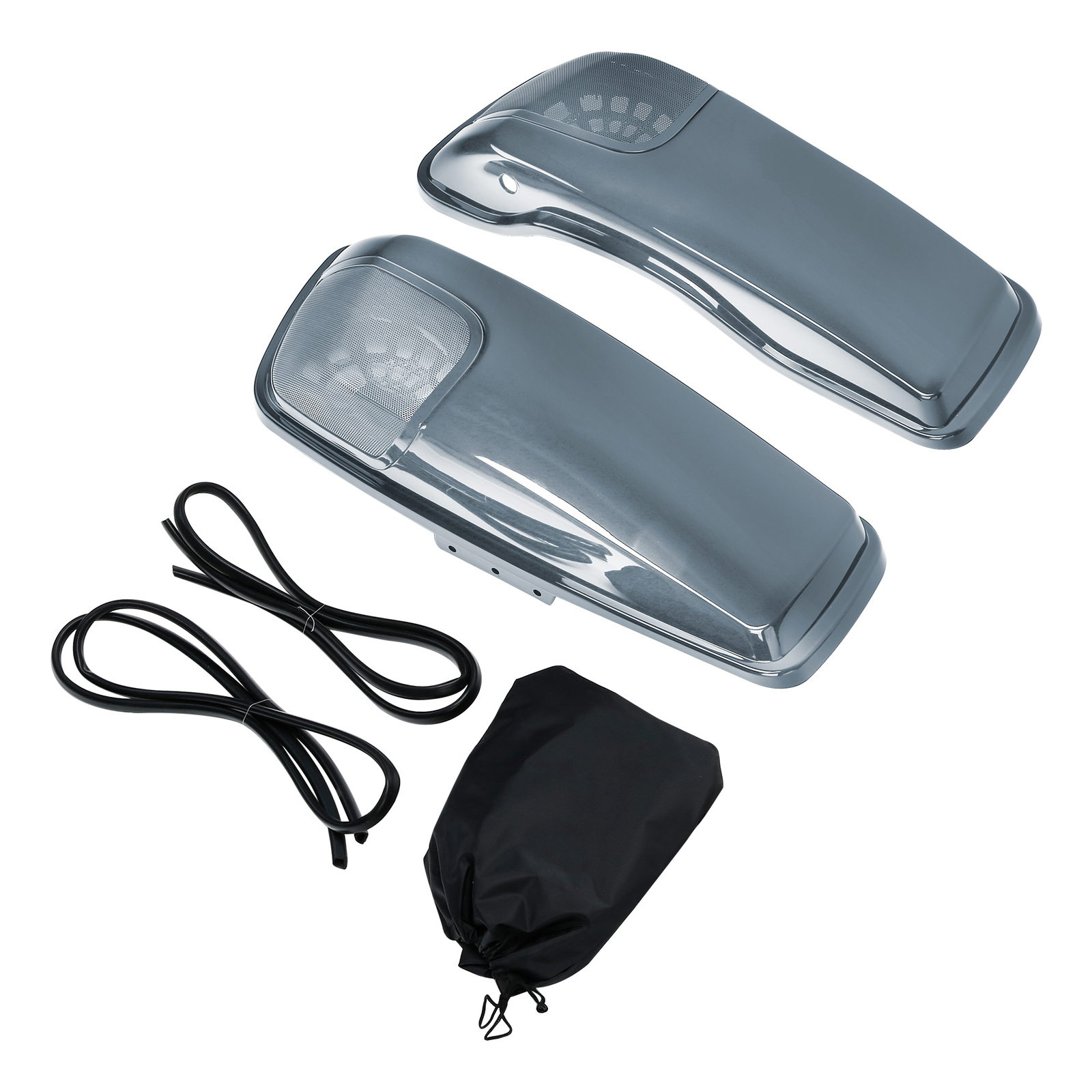 Saddlebags Lids Fit For Harley Road Street Glide 14-23 Black Denim/Gunship Gray