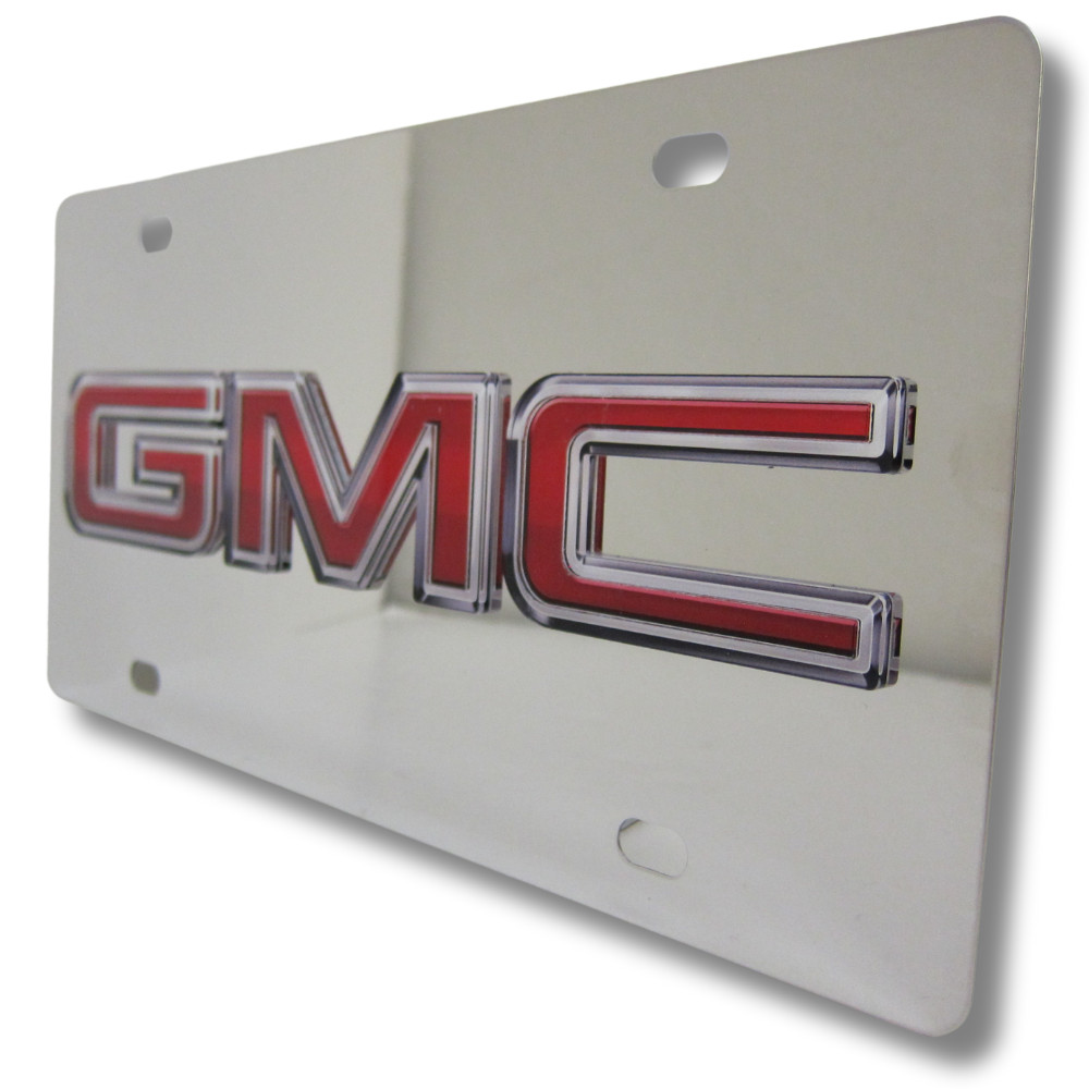 GMC 3D Emblem Mirrored Chrome Stainless Steel License Plate Official Licensed