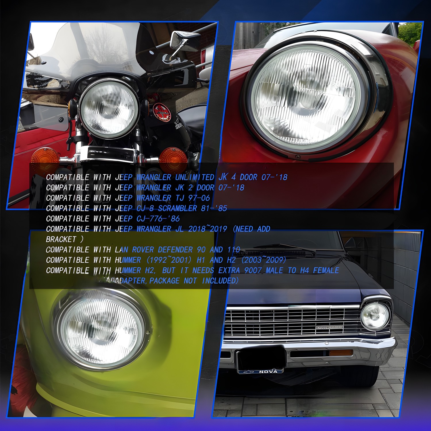 7″ inch Round LED Projector Hi/Lo Beam Headlights Kit For 1950-1979 Beetle