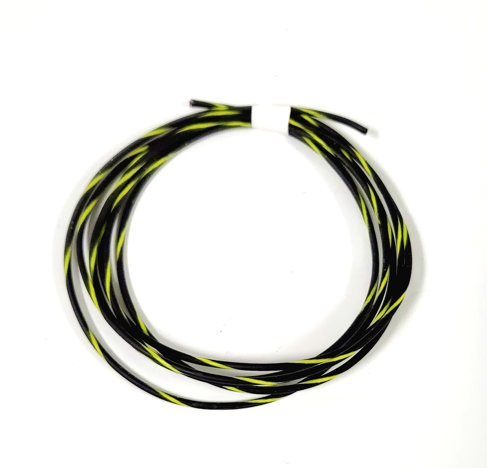 25 FEET AUTOMOTIVE WIRE 18 AWG HIGH TEMP TXL WIRE BLACK WITH YELLOW STRIPE
