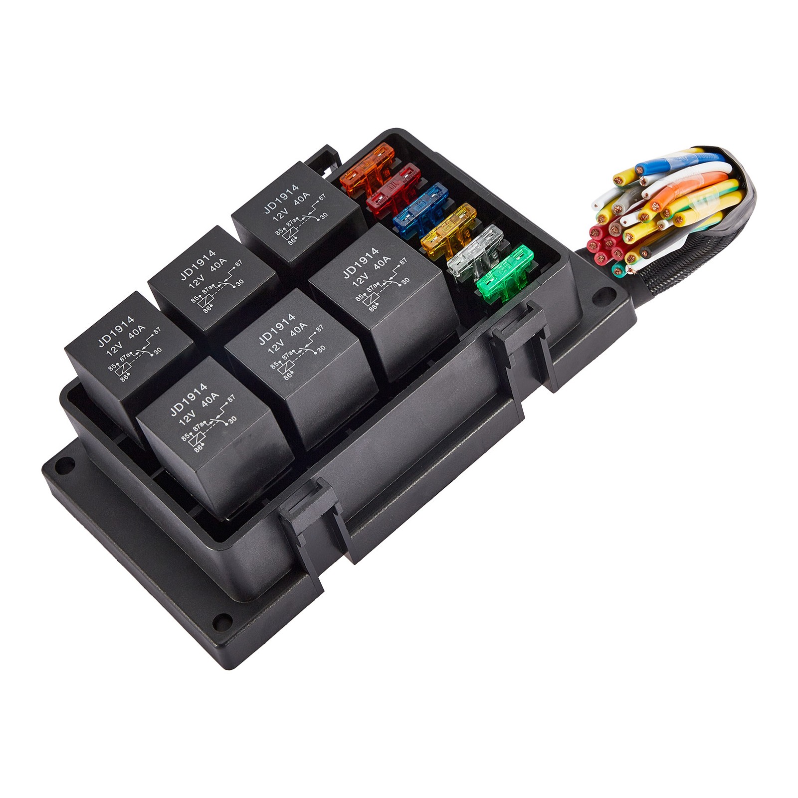 12V Universal Waterproof Automotive 6 ATO Fuse Relay Box Block w/ Harness Marine