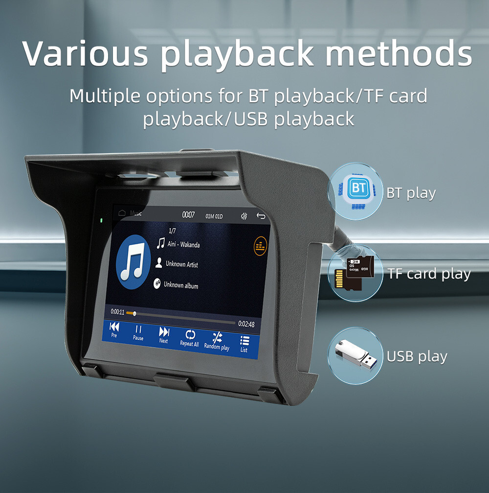 Motorcycle Radio MP5 Player GPS Navigator Portable Wireless Android Auto Carplay