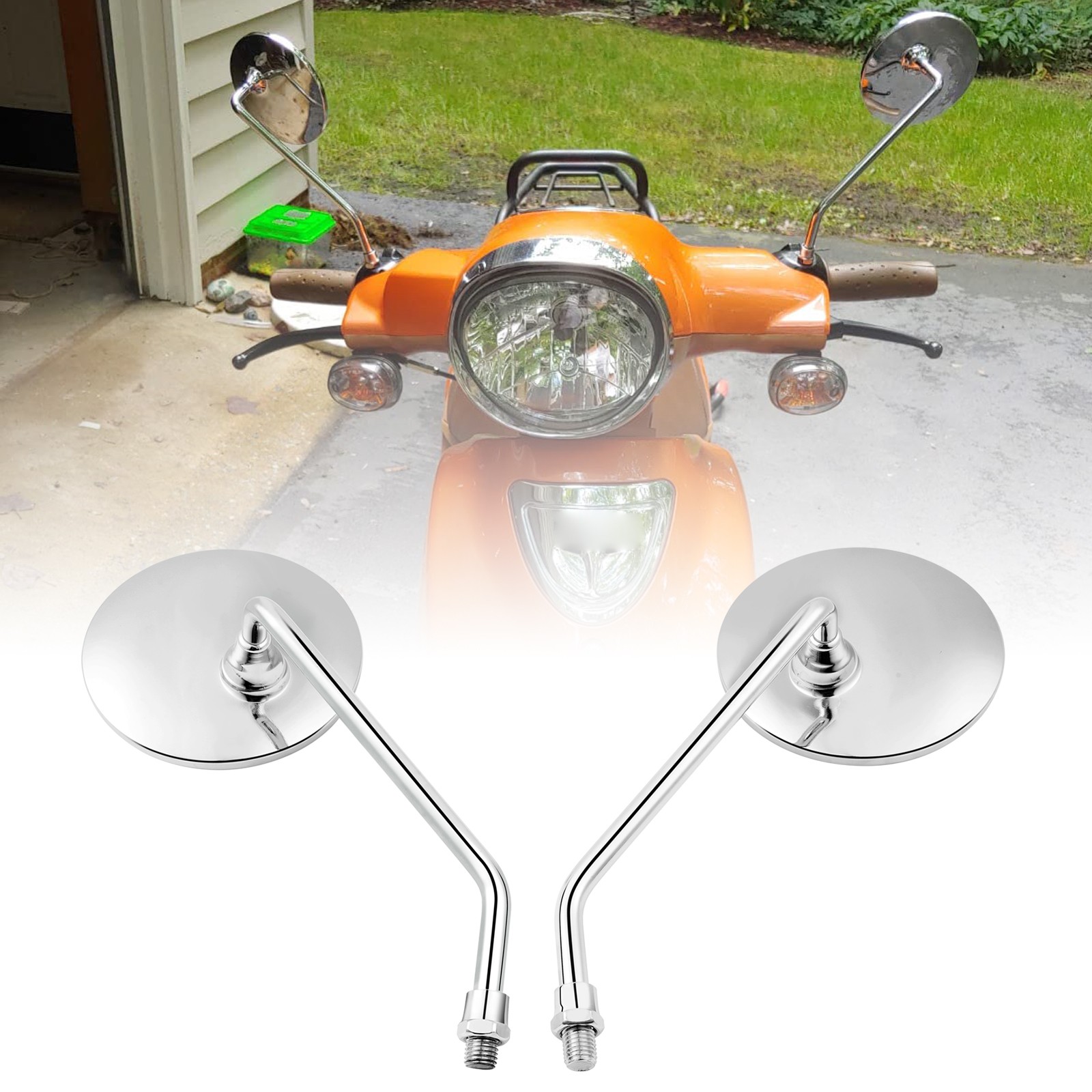 Chrome Round Motorcycle Rearview Side Mirrors For Genuine Buddy 125cc Scooter