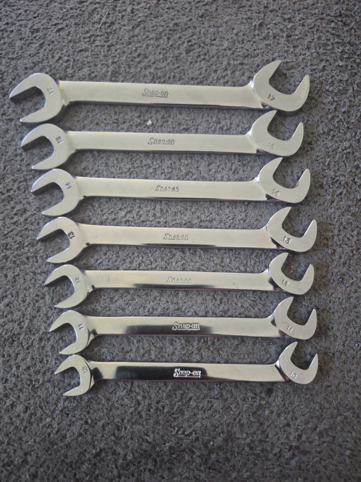Snap-On 7pc Metric 30°/ 60° Four-Way Angle Open-End Wrench Set (10-15 and 17)(A)