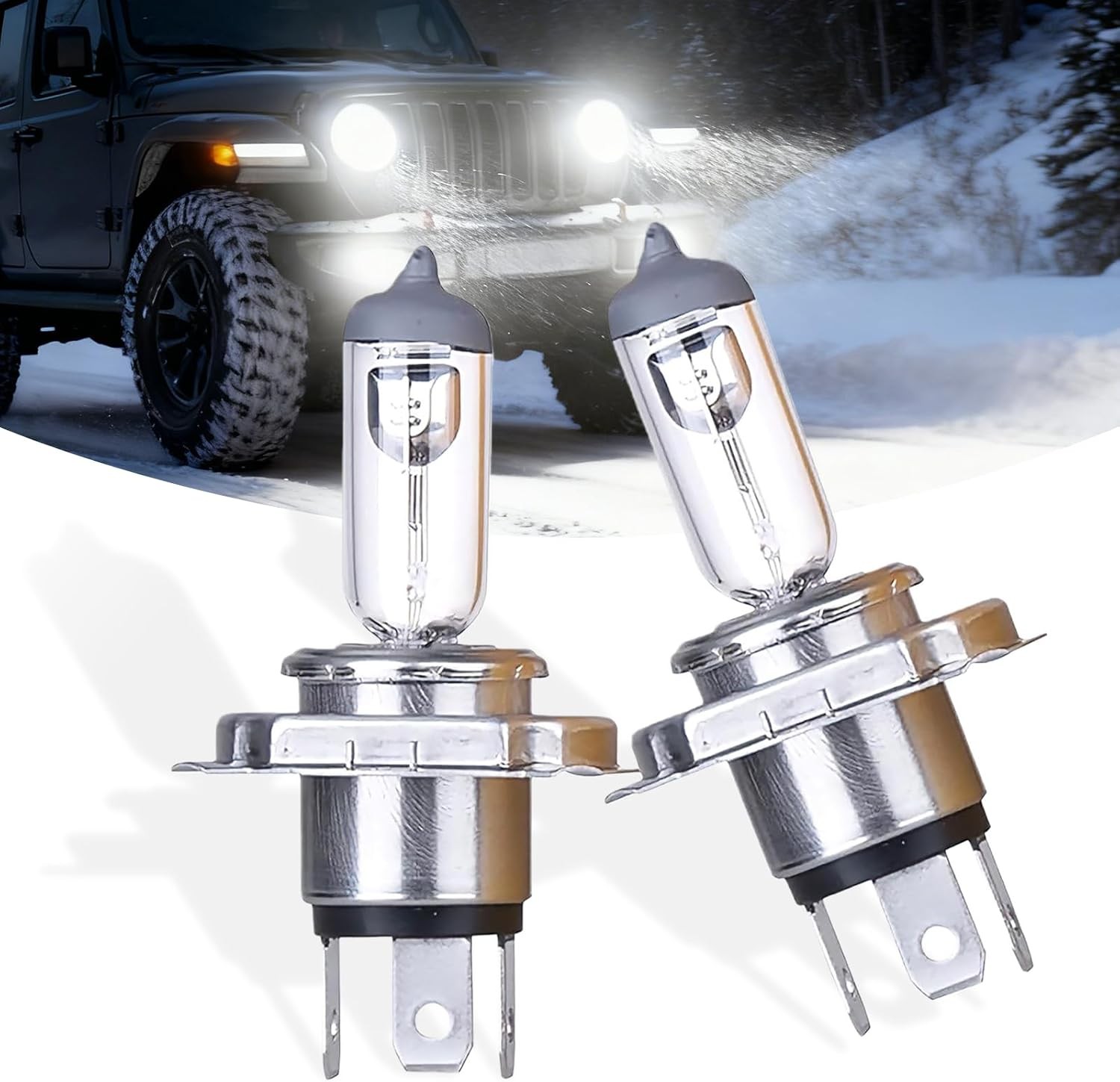 2PCS H4/9003 Halogen Headlight Bulb Kit, 12V 55W High Low Beam, Warm White