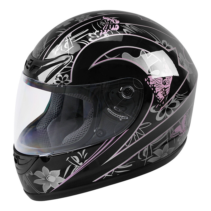 Unisex Adult Flip Up Full Face Helmet Motorcycle Pink Butterfly Street S/M/L/XL