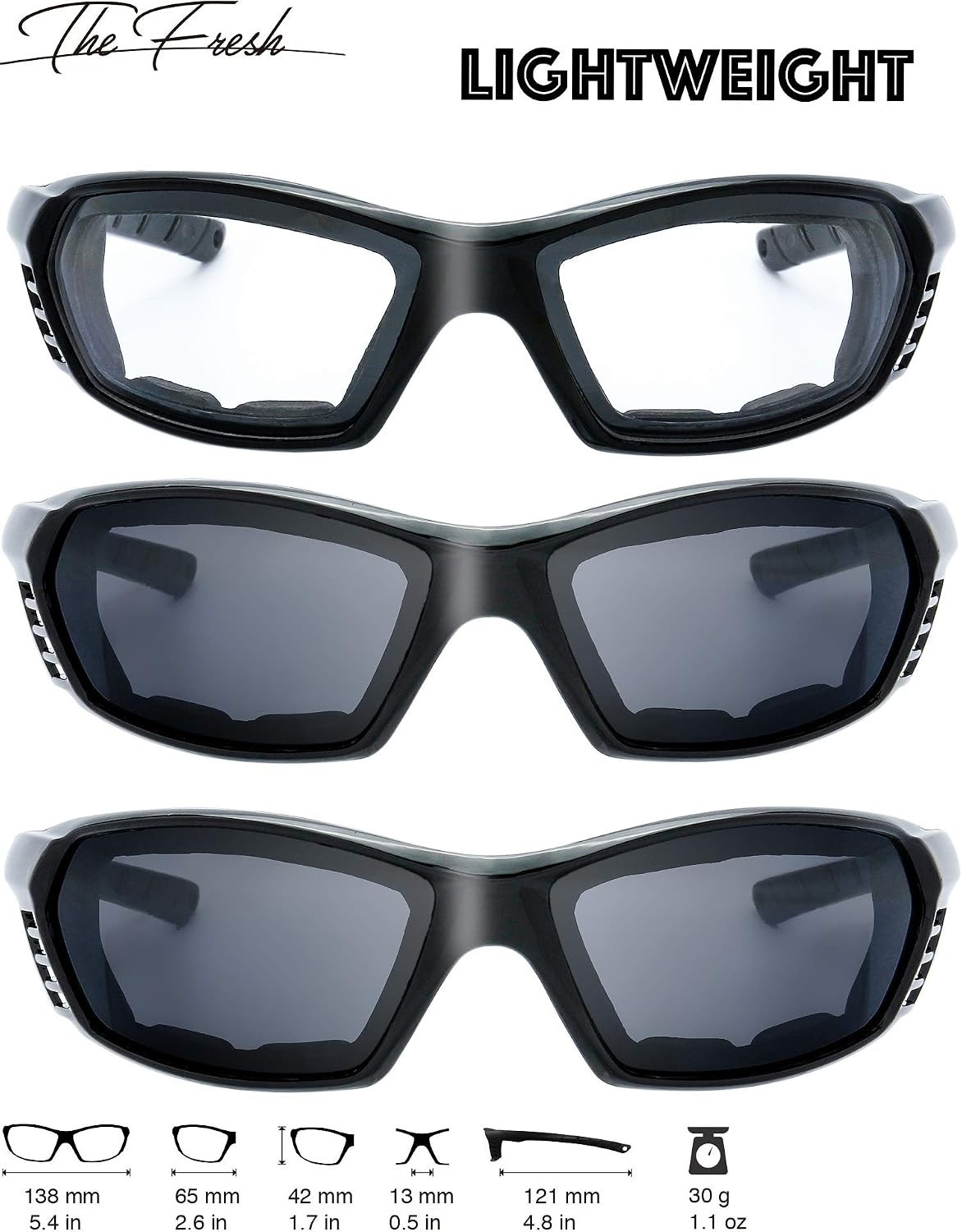 Versatile Cycle Riding Goggles with 100% UV Protection – 3 Lens Options Included