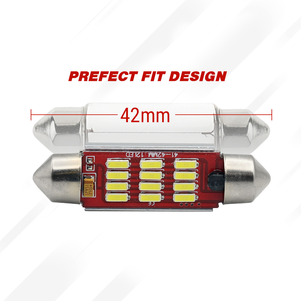10pcs 42mm Festoon 12-SMD 4014 Chip White Map Dome Interior LED Light Bulbs