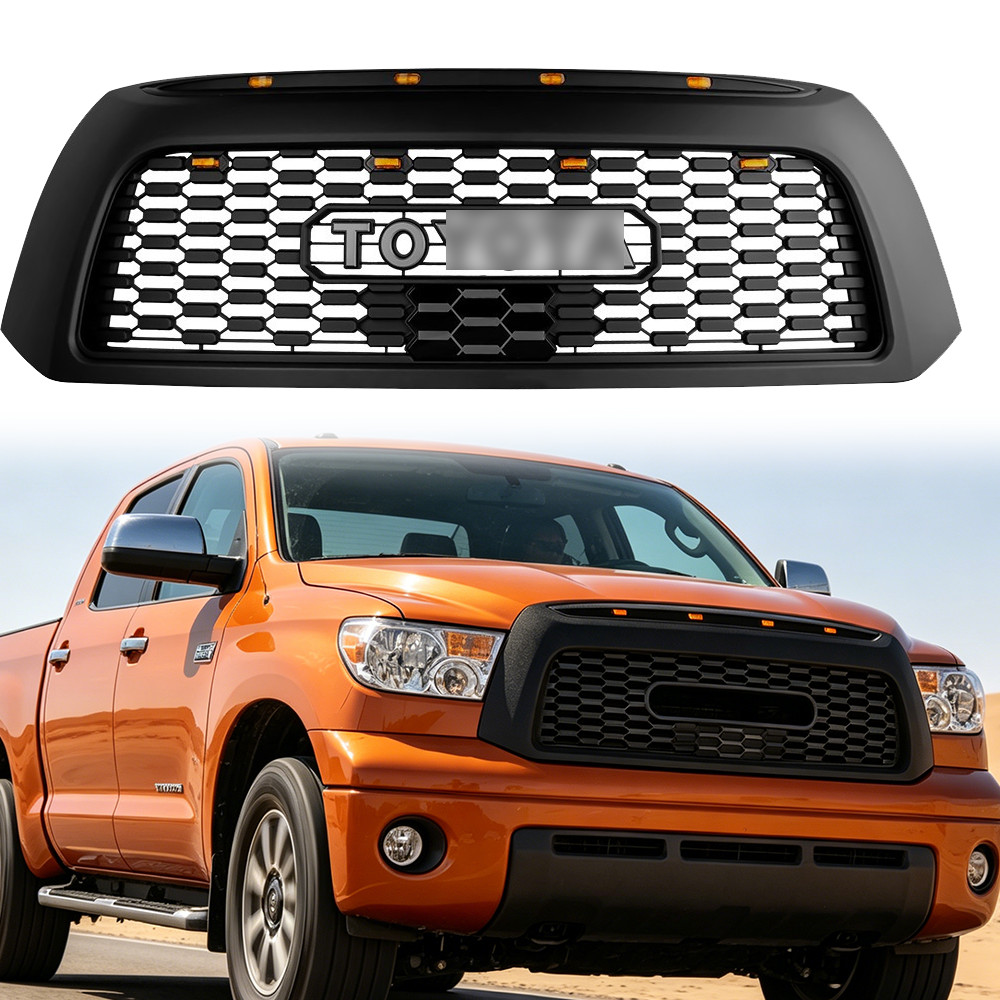 Grille For 2007 08 2009 Tundra Honeycomb Grill Matte Black W/Sensor Cover&Emblem
