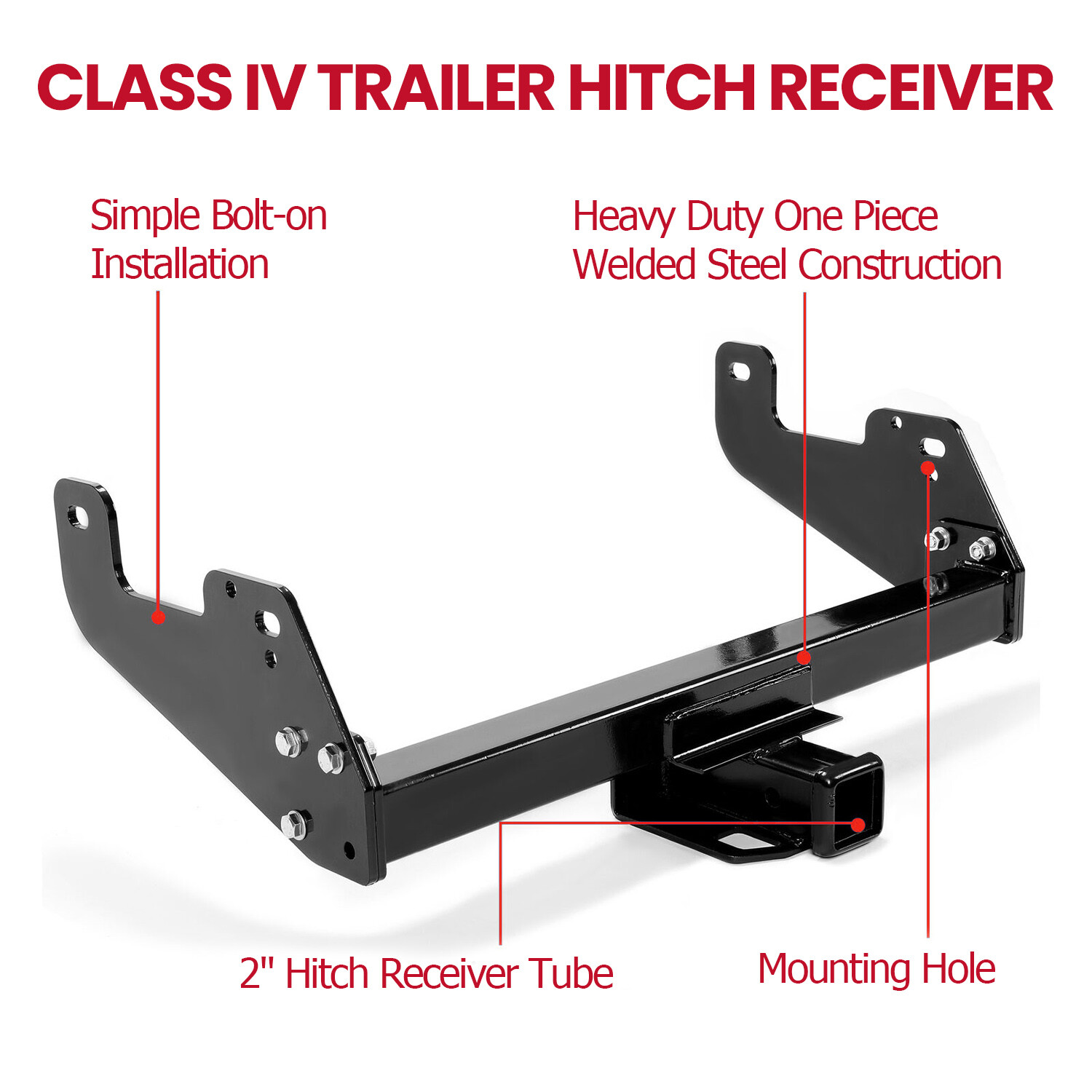 HECASA Class 4 Trailer Hitch Receiver Bumper Tow Heavy Duty For 15-23 Ford F150