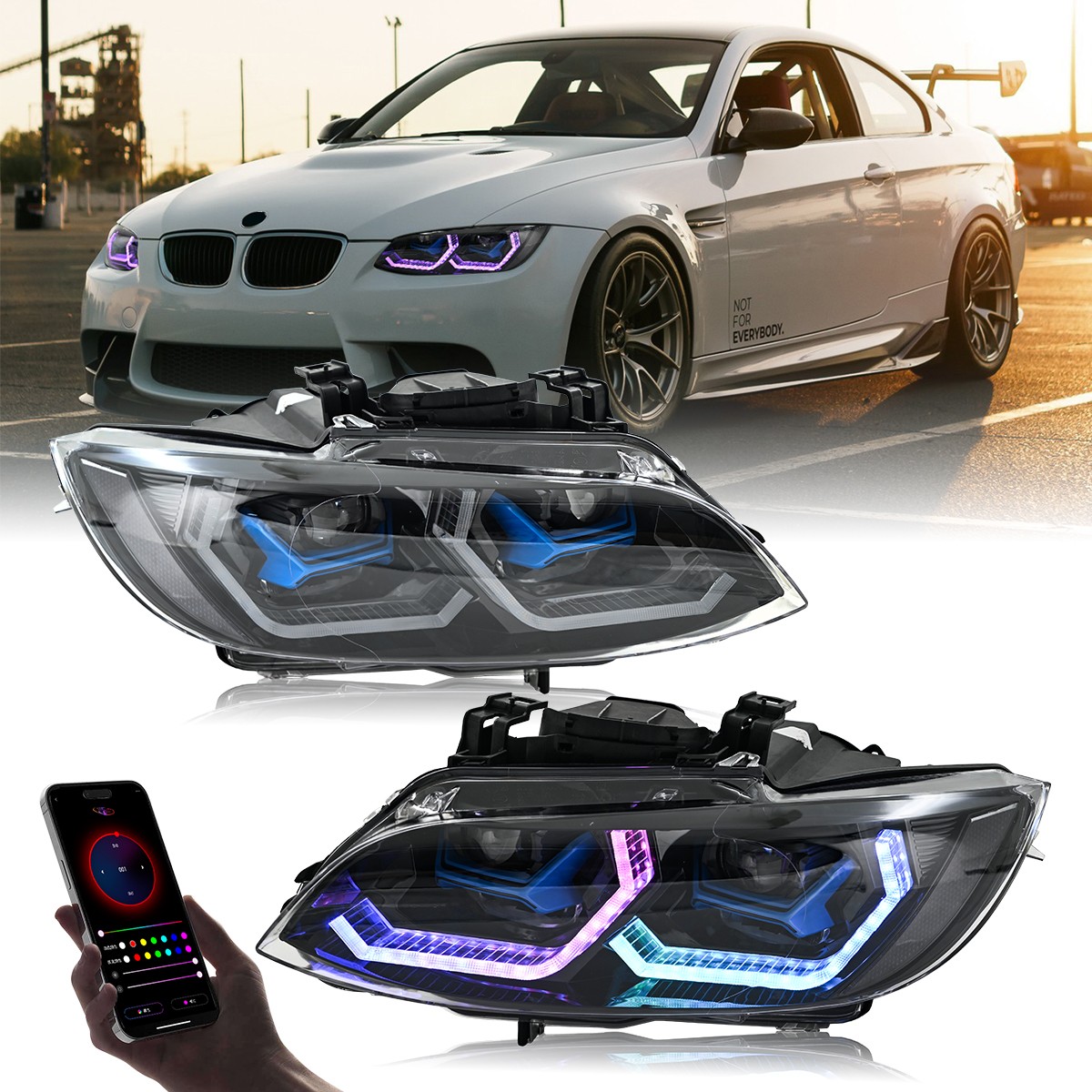 USED For 2007-2010 BMW 3 Series E92 E93 LED Headlight Assembly High Low Beam