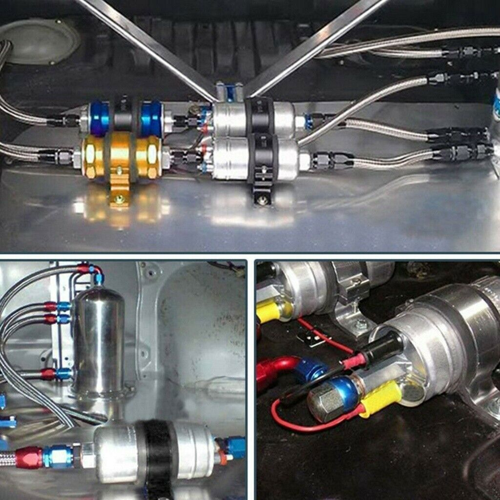 2x 60mm Fuel Pump Mount Bracket Fuel Filter External Bracket Clamp Cradle Black