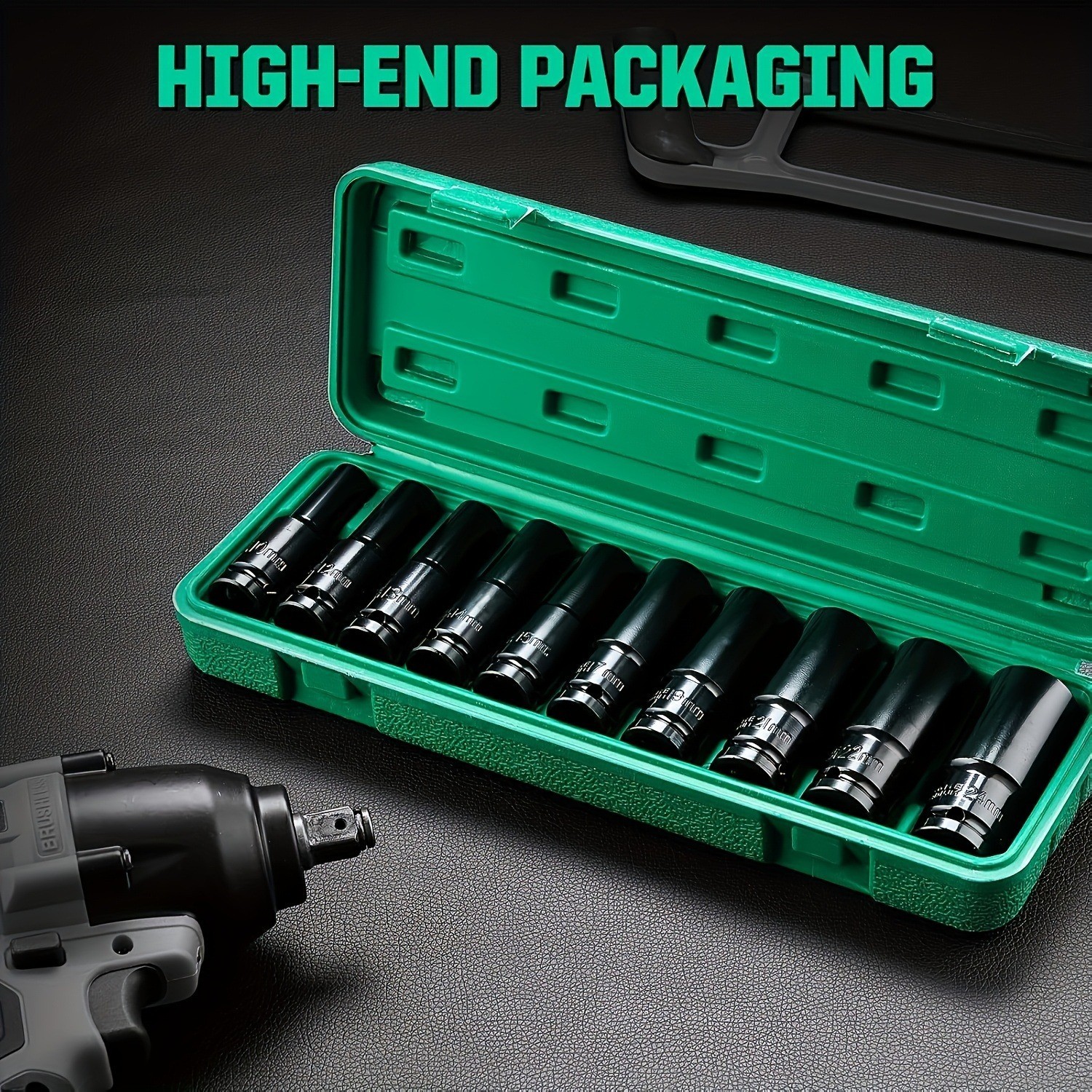 10PCS 1/2″ Deep Impact Socket Set Drive 6 Point Metric Garage Tool 10 – 24mm USA
