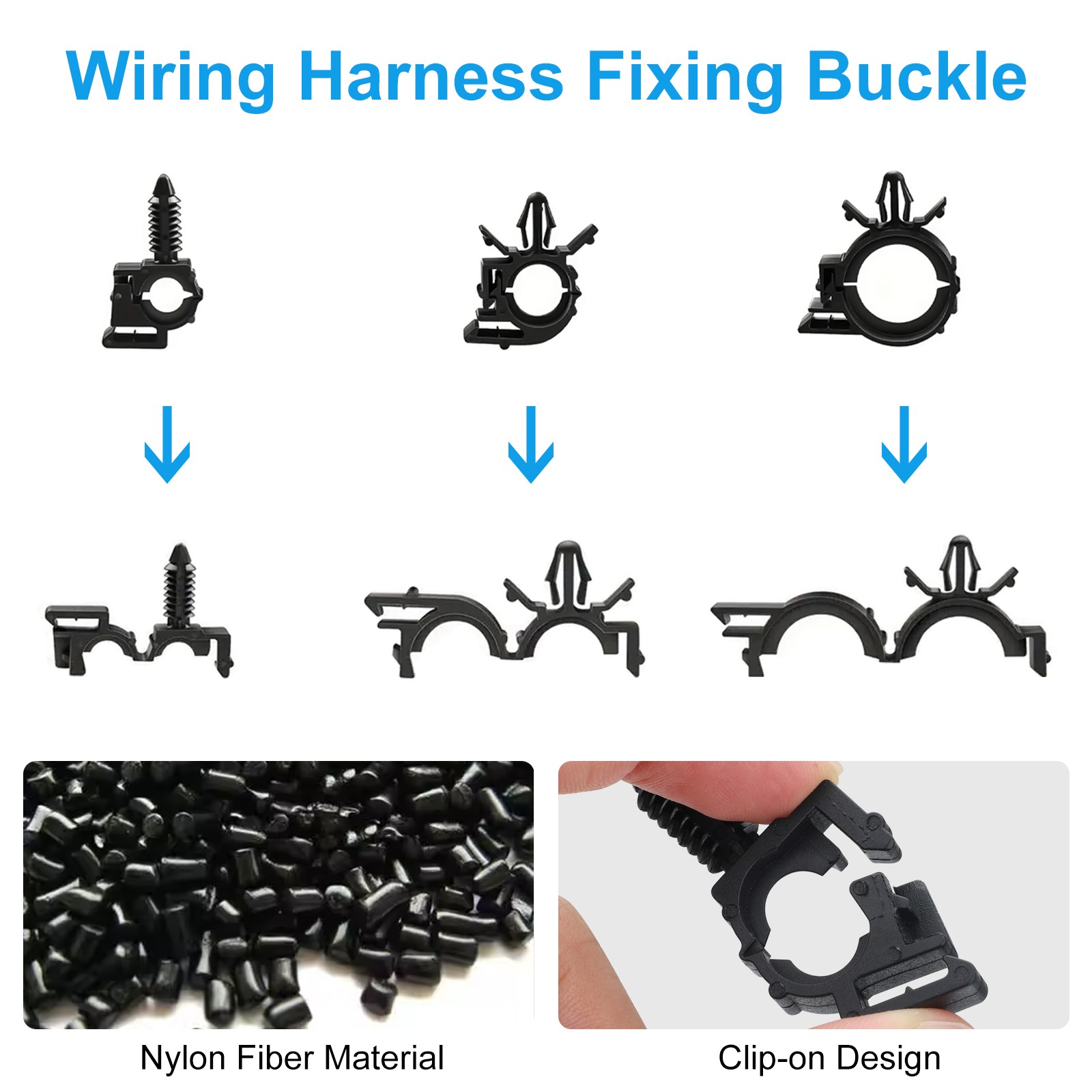 180 pcs 3 Sizes Car Wire Loom Routing Clips Push Mount Cable Tie Assortment Kit