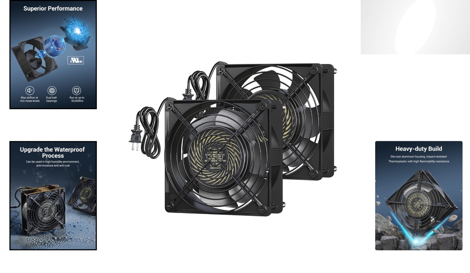120mm Waterproof Exhaust Fan – 2 Pack for Refrigerators & More