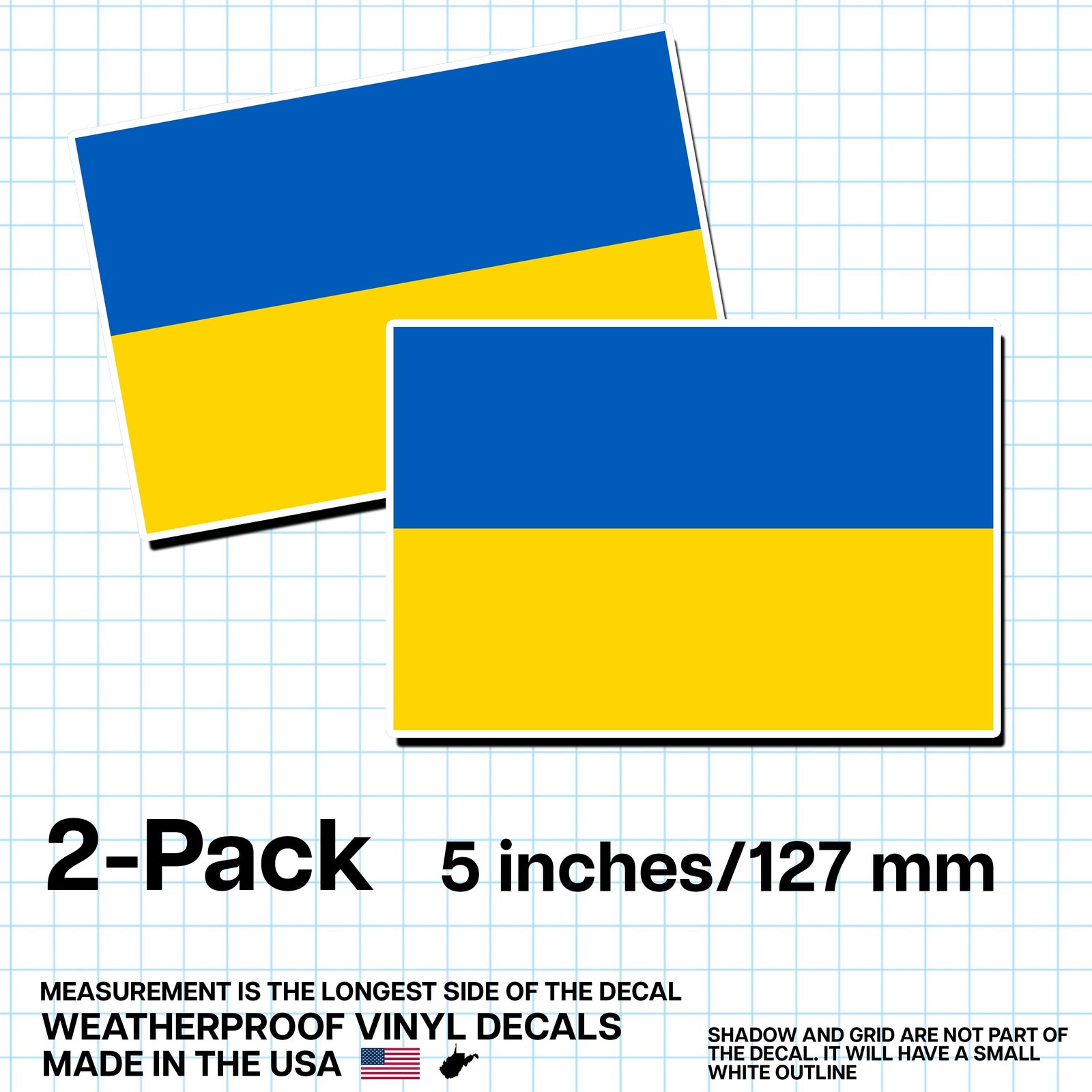 Ukraine Flag Sticker 5″ 2-Pack – UA Decal – Ukrainian Pride Vinyl