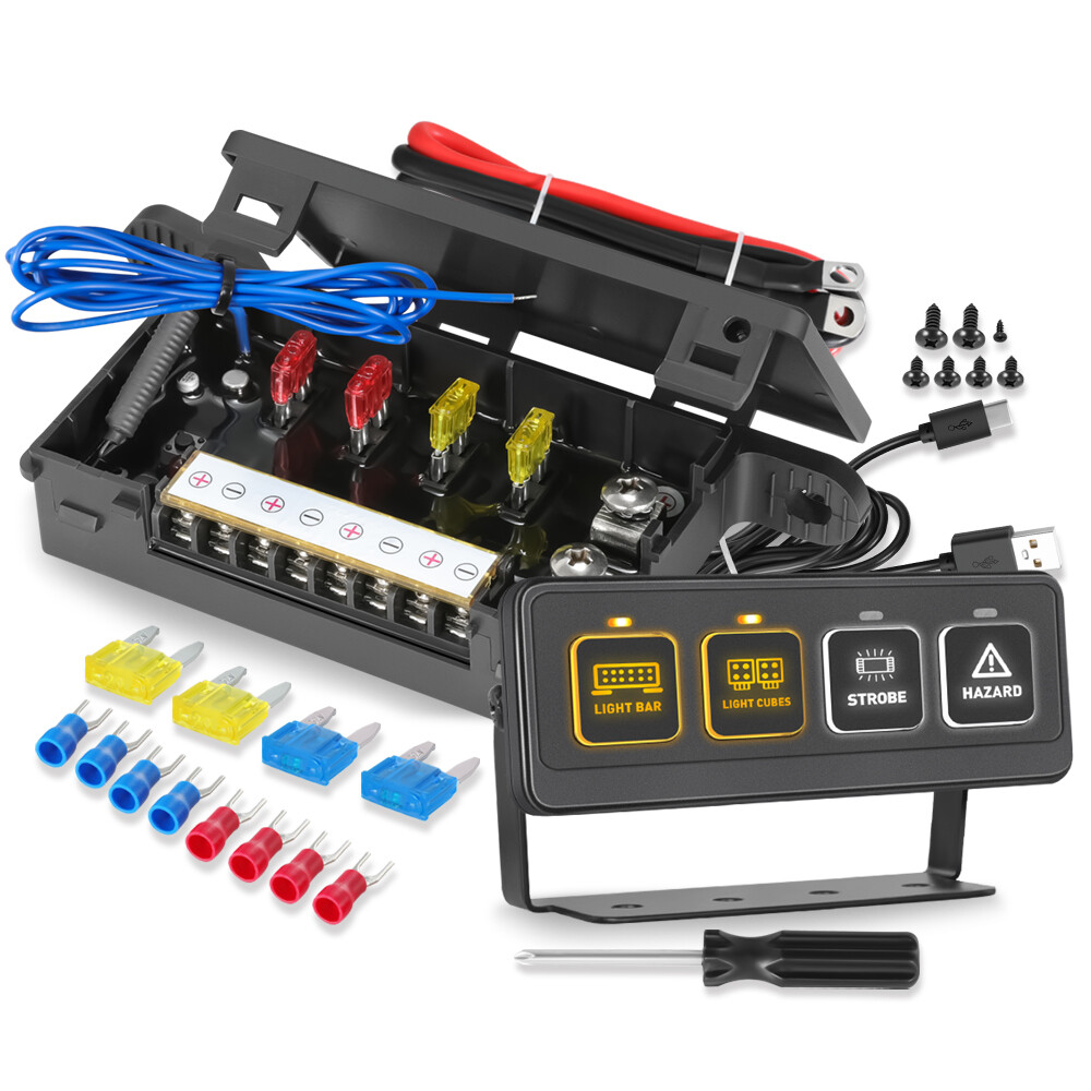 Wireless 4 Gang Switch Panel Auxiliary Circuit Control Relay System Pickup 12V