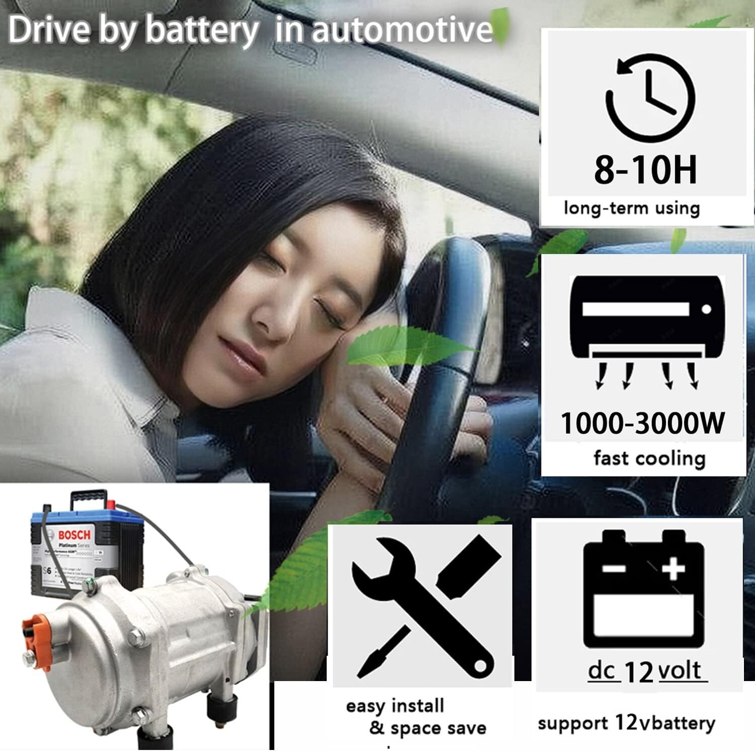 US 12V Underdash Electric Air Conditioner Only Cool AC Unit for Car Van