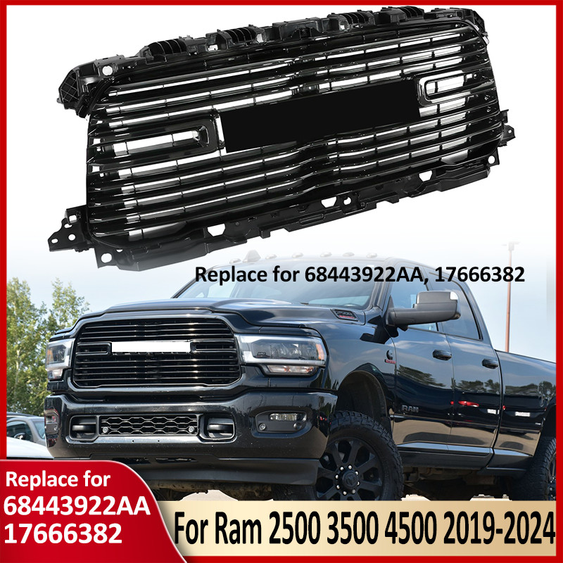 Front Grille Glossy Black Fits Ram 2500 3500 4500 2019-2024 Laramie 68443922AA