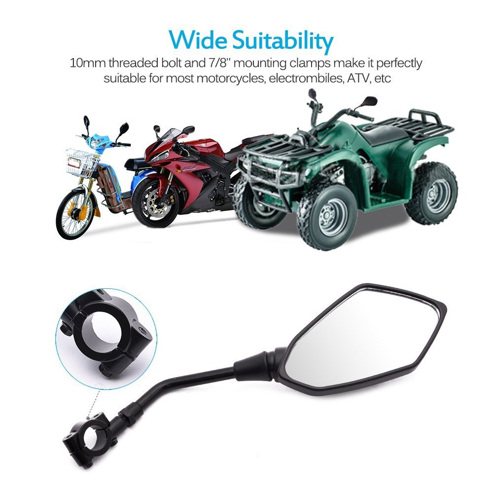 Pair 7/8″ 22mm Handlebar End Rearview Side Rear View Mirror Universal Motorcycle