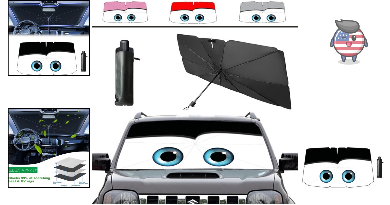 2025 Universal 100% Blackout Windshield Sun Shade for Ultimate UV Protection