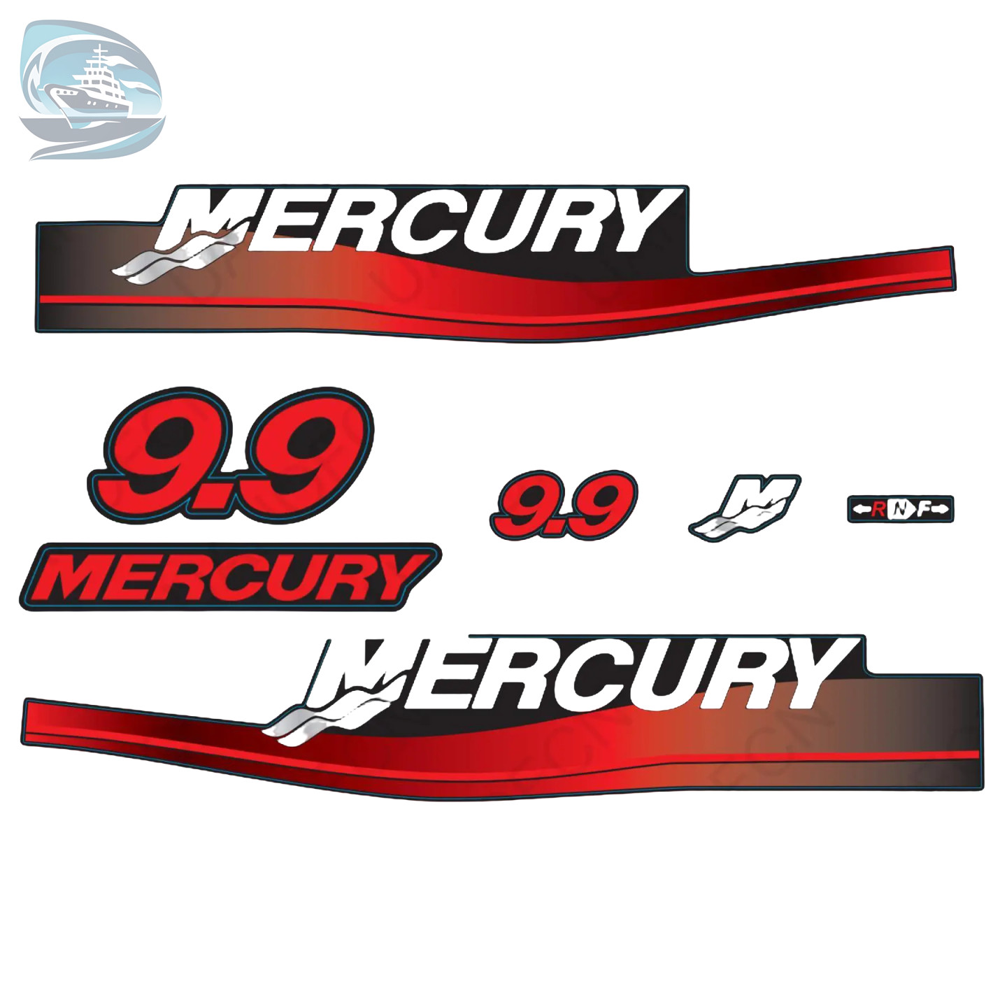 Outboard Decals Sticker 2-Stroke 9.9hp Mercury 1999-2006 Year 12836A00