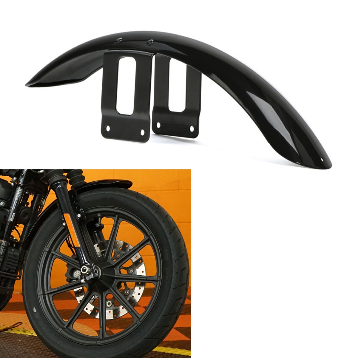Vivid Black Front Fender Fit For Harley Sportster 883 1200 XL883 XL1200