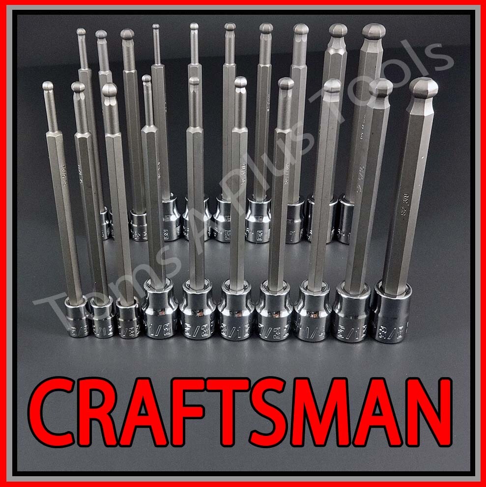 CRAFTSMAN 20pc 1/4 3/8 SAE METRIC Long Ball End Hex key bit ratchet socket set