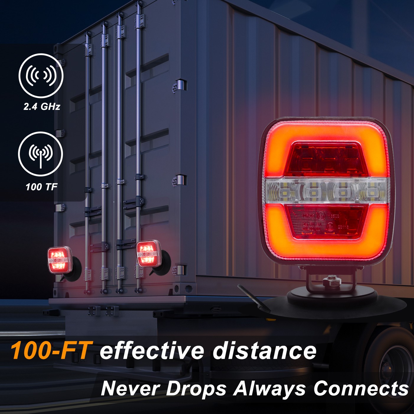 IP67 Waterproof Magnetic Trailer Lights Rechargeable Wireless LED for Trucks RV