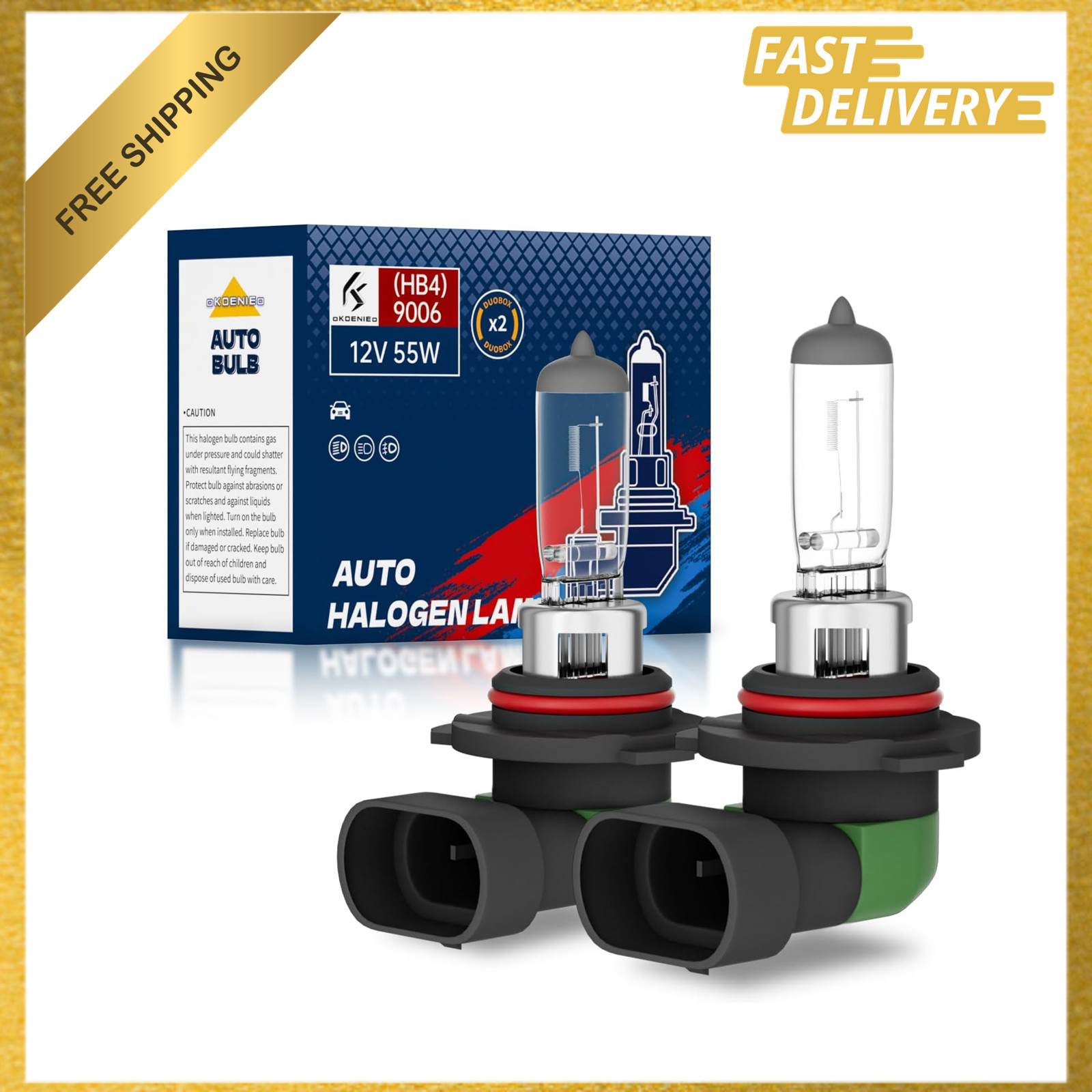 9006 Headlight Bulb Halogen 12V 55W, High Brightness 3800K, Car Low Beam Head