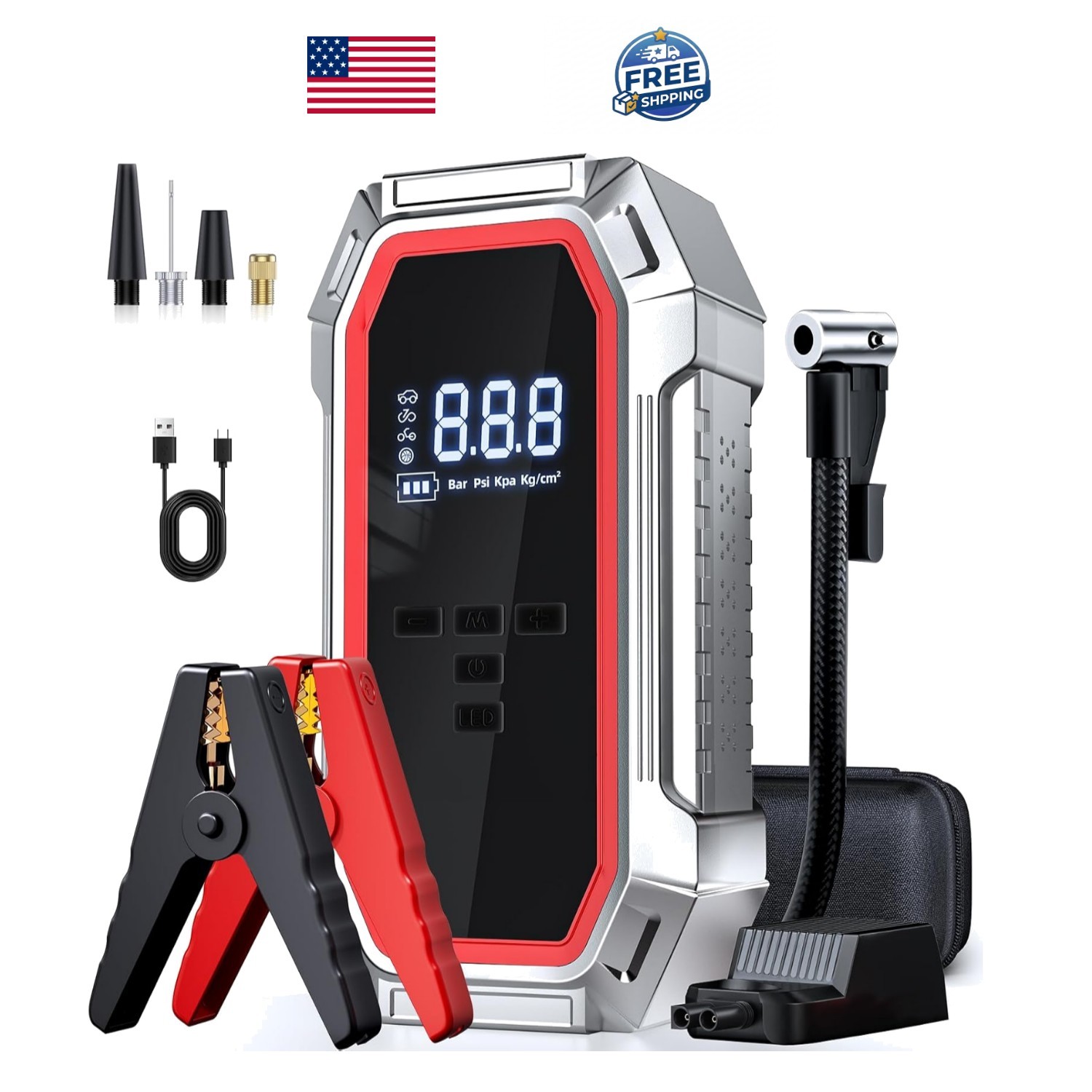 WOLFBOX Jump Starter with Air Compressor, 5000A Portable Car Battery Booster