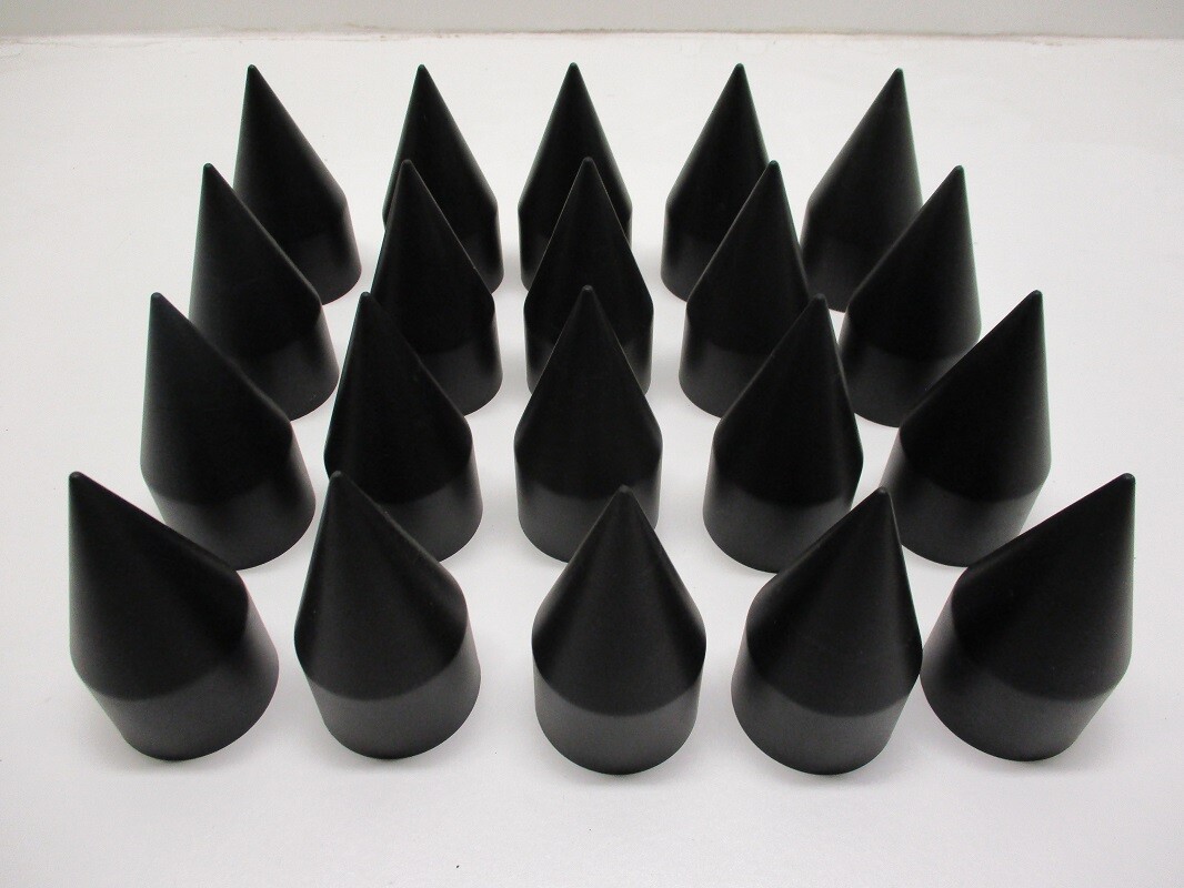 (20) Wheel Lugnut Black Plastic 33mm Thread On Spike Nut Covers Caps / 4 1/8″