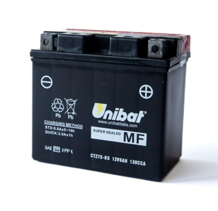 UNIBAT CTZ7S-BS AGM YTX5L-BS REPLACEMENT UPGRADE 130CCA 12V 6Ah YUASA FIREPOWER