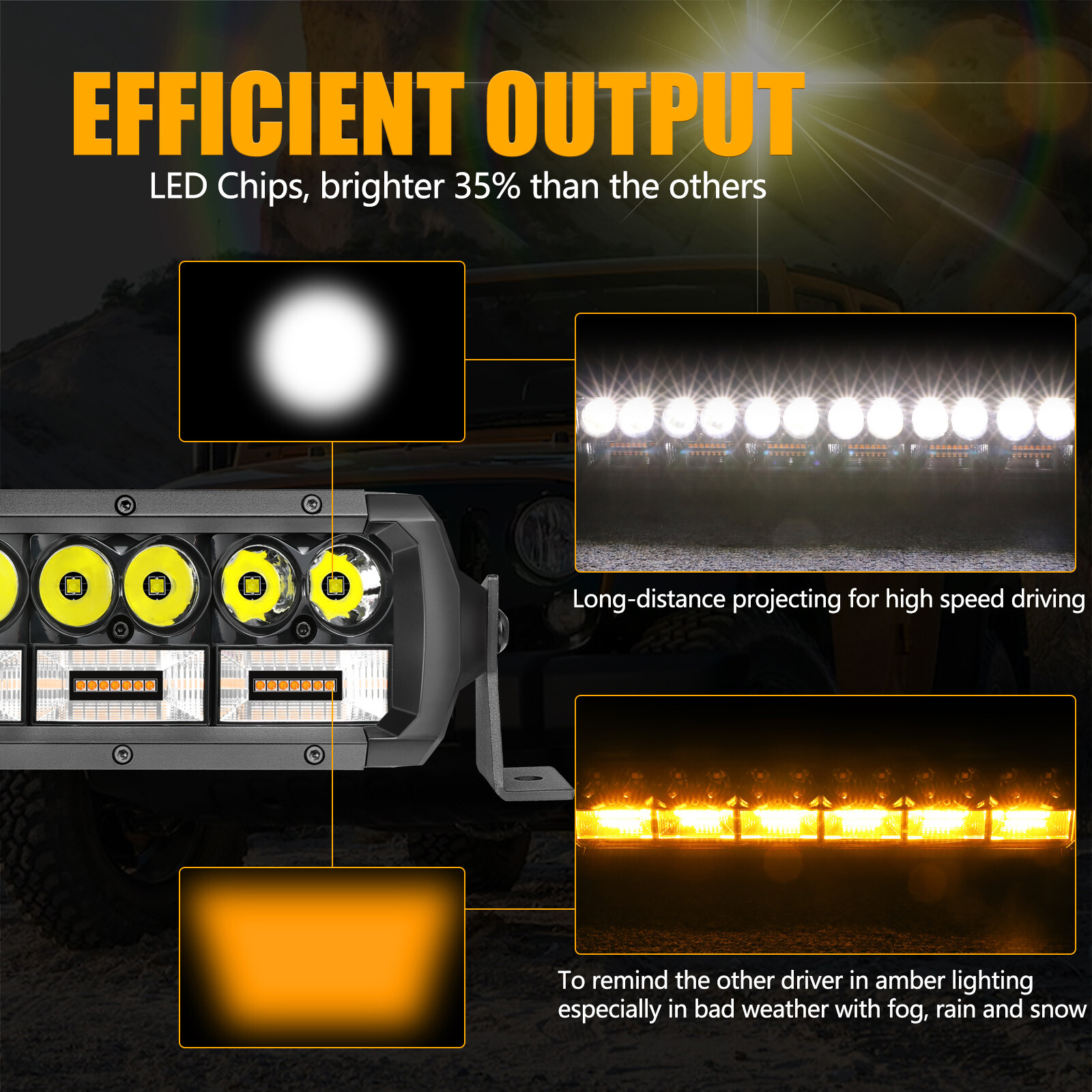40″ PRO LED Light Bar WHITE YELLOW Offroad Driving 4WD 42″ W/ Dual Switch Wiring