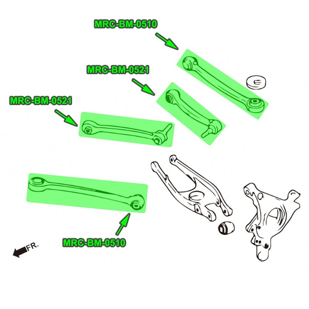 Megan 8PCs Rear Upper&Lower Toe/Trailing/Camber Arm Kit For M2 M3 M4 F87/F80/F82