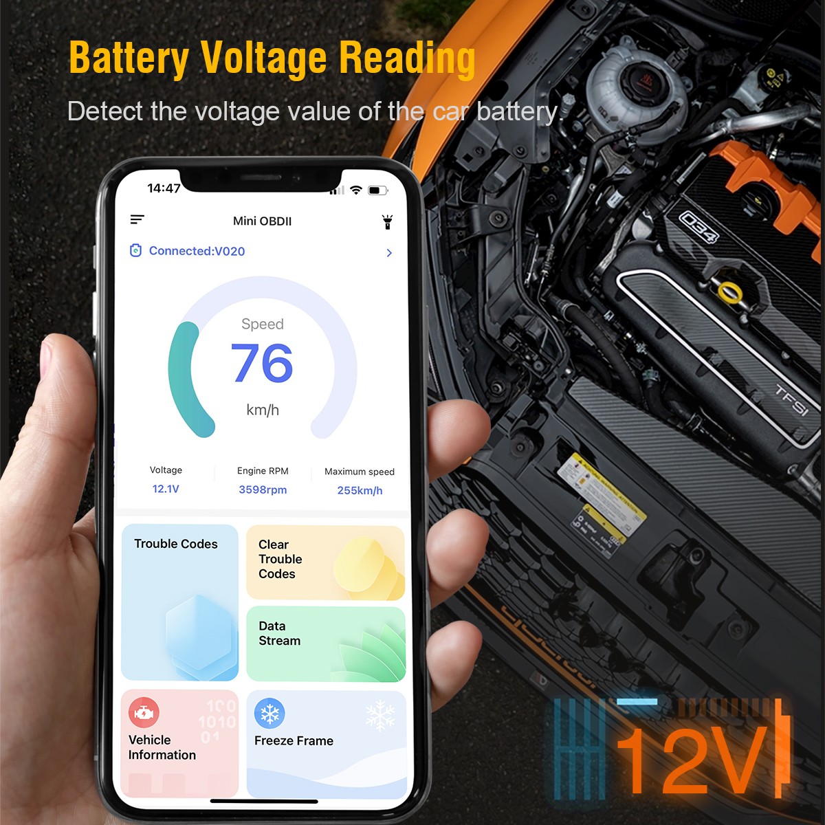 OBD2 Scanner Bluetooth for iPhone Android Wireless Diagnostic Tool Code Reader