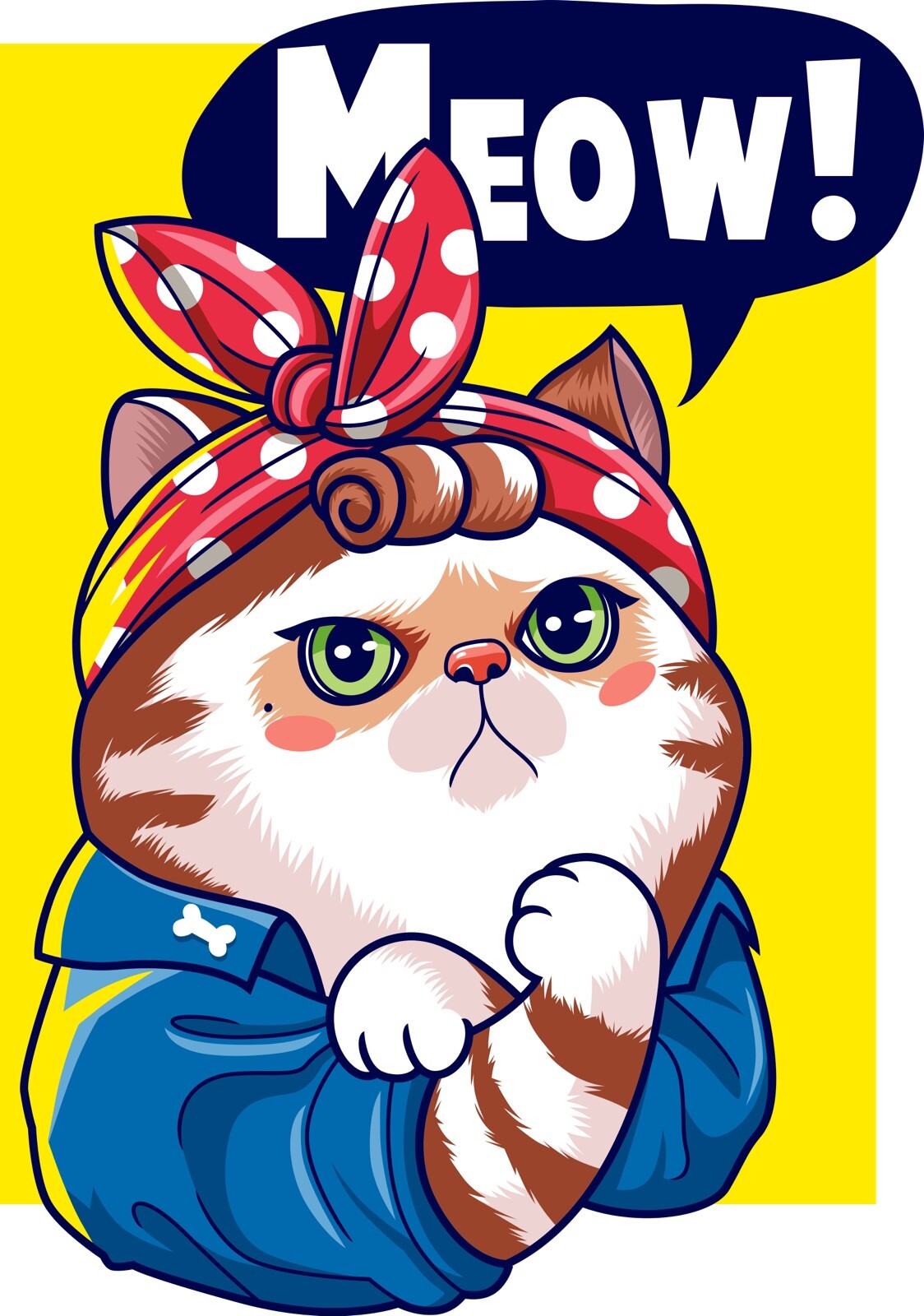 Yes We Can Funny Cat Sticker Meow Rosie The Riveter Women Strong Equal (4 Inch)