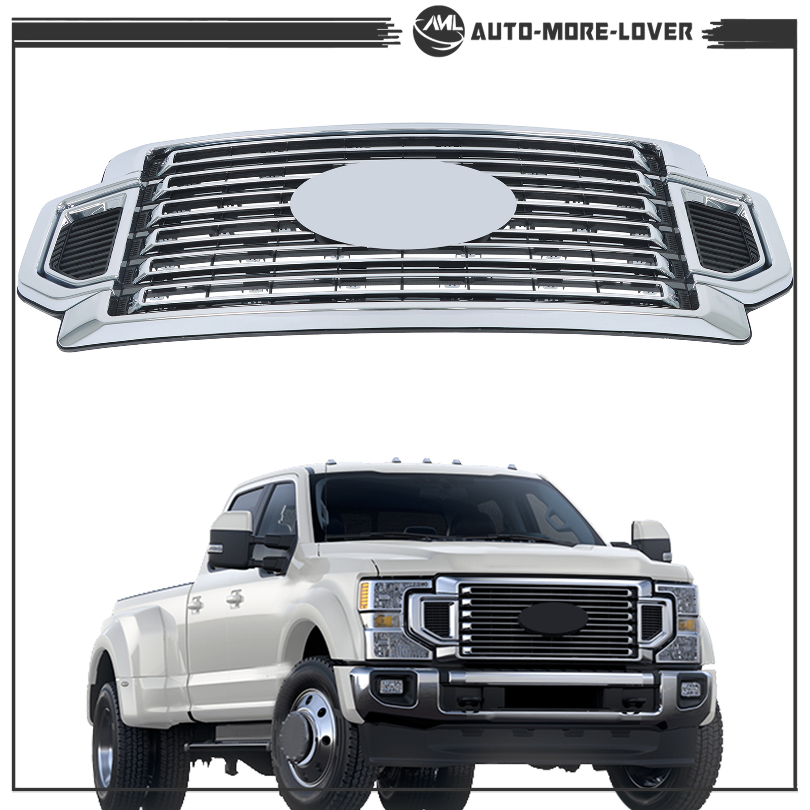 High Airflow Dually Towing Grille Chrome For 2020-22 Ford Super Duty F250 F350