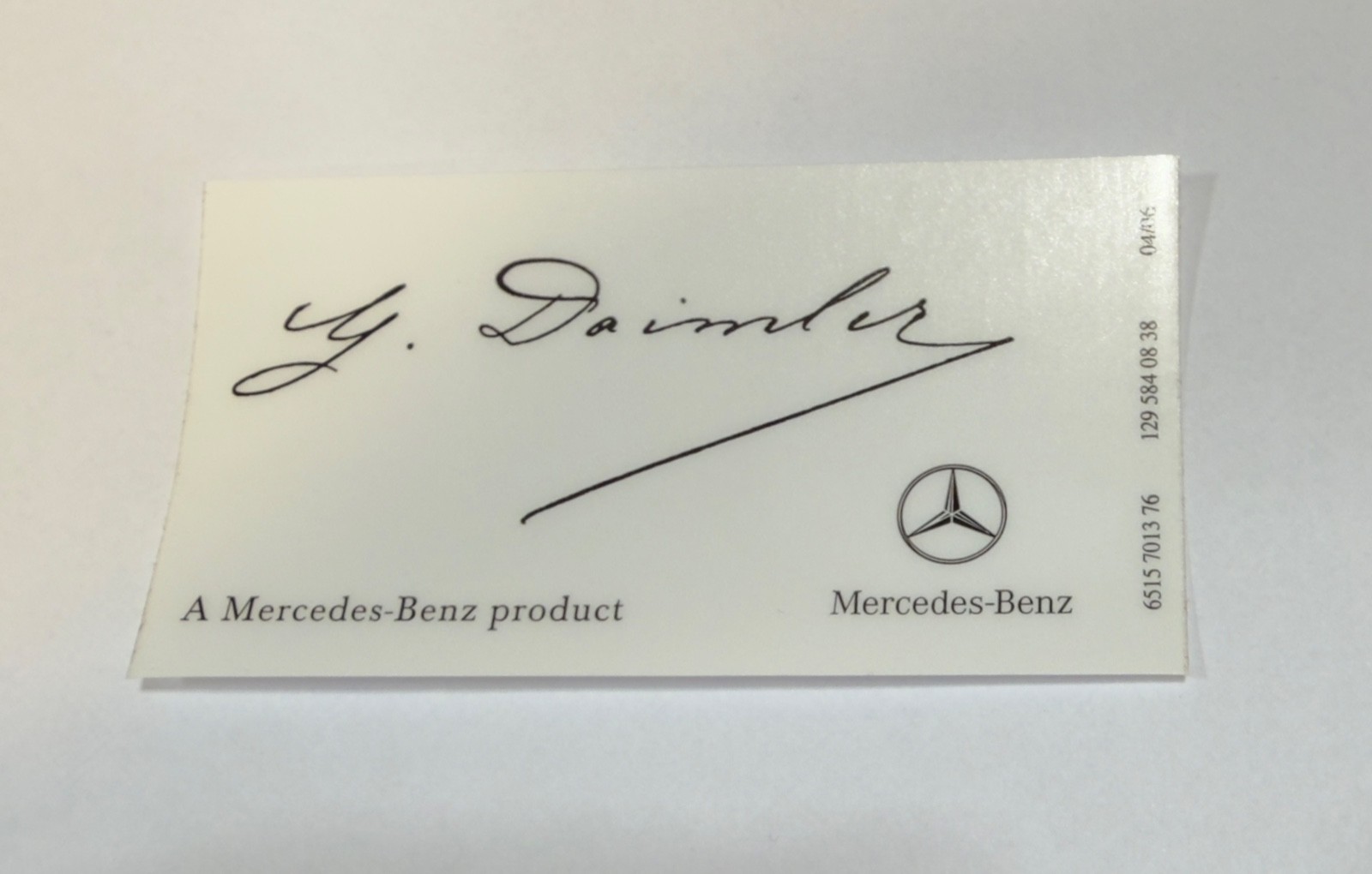 White Background Windshield Sticker with Gottlieb Daimler’s signature